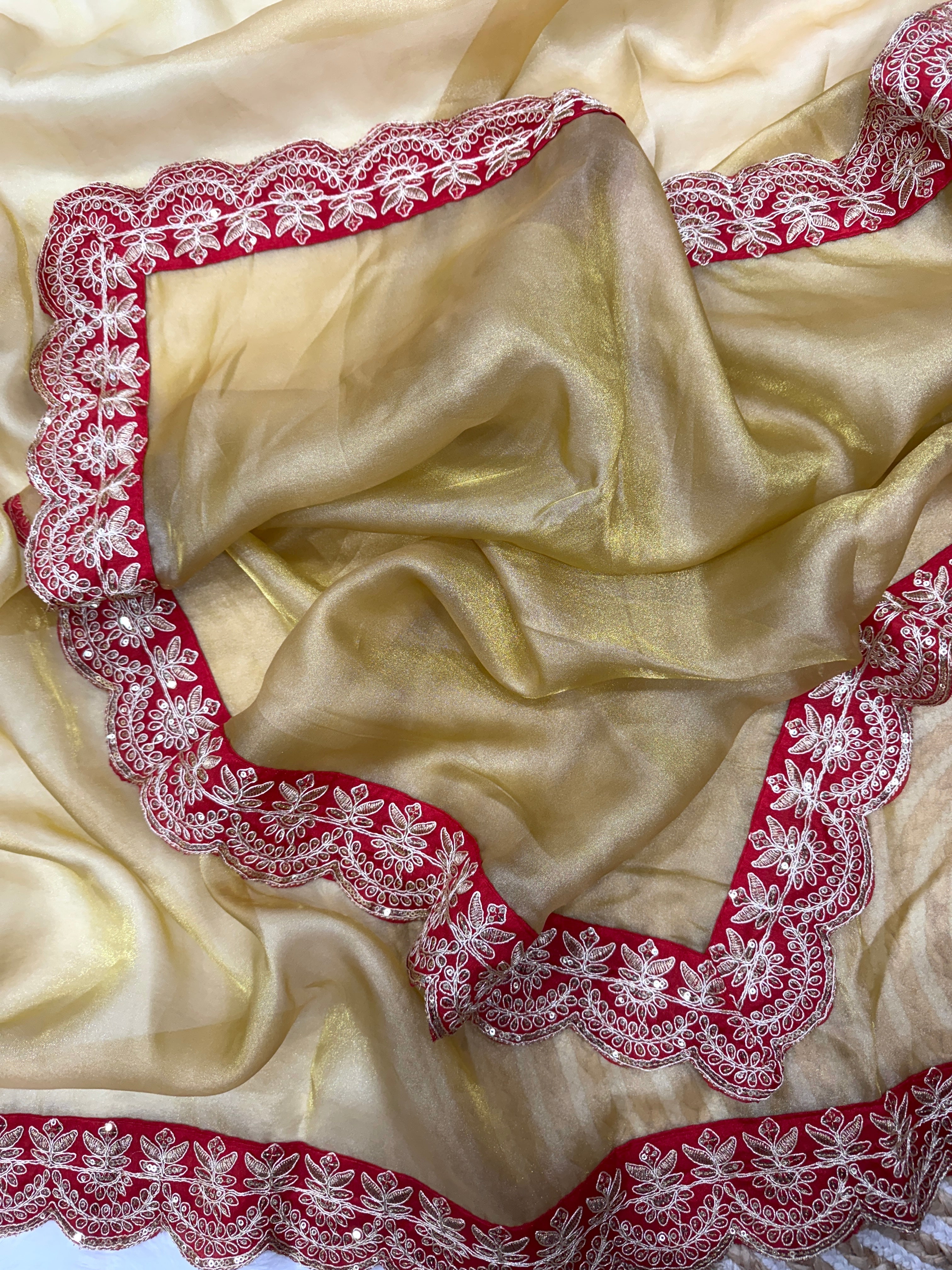 Party Wear Saree With Sequence And Cording Embroidery Work