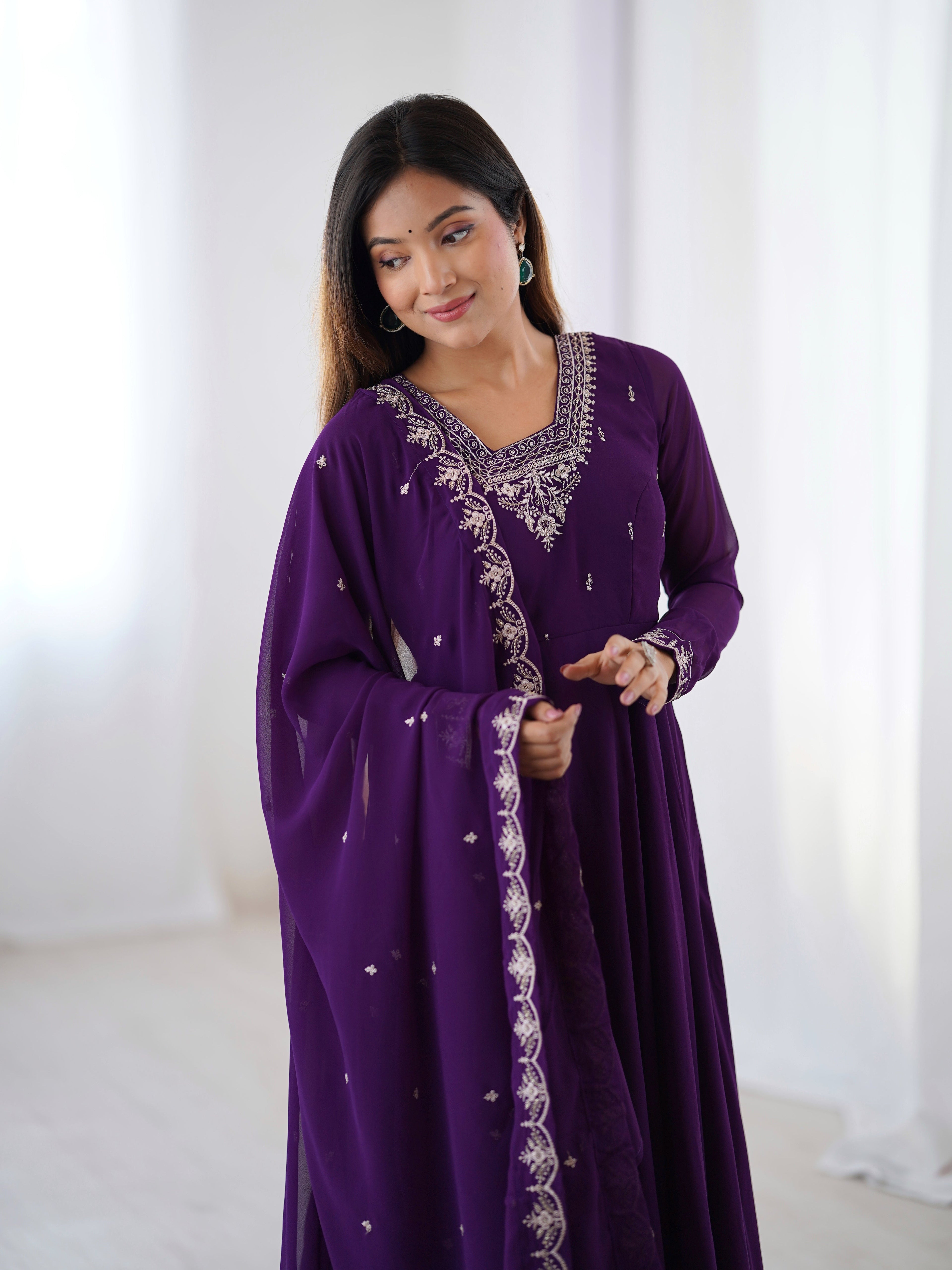 Beautiful Party Wear Anarkali Gown With Pent And Dupatta
