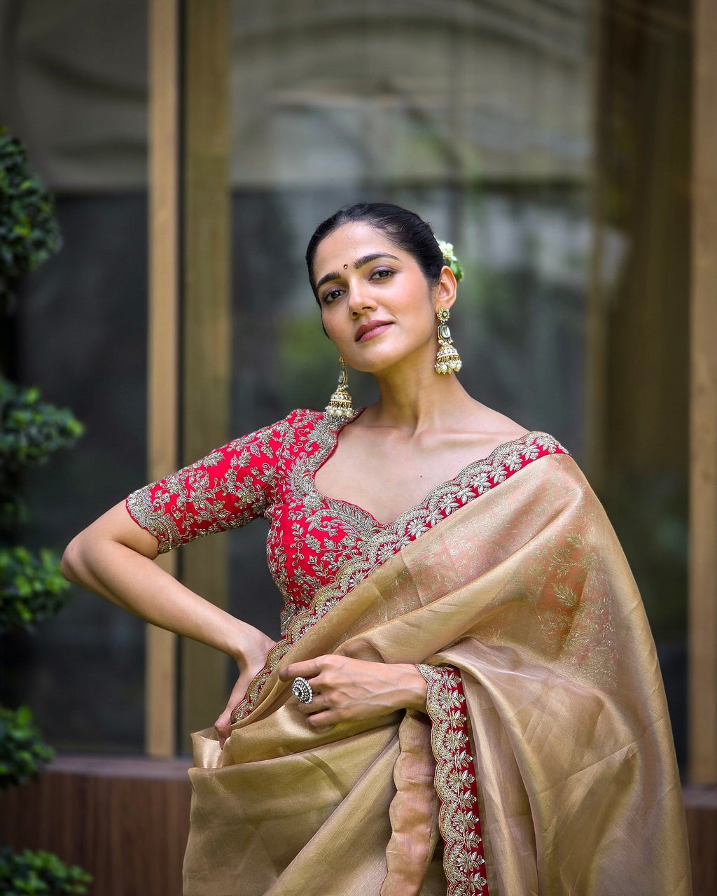 Party Wear Saree With Sequence And Cording Embroidery Work