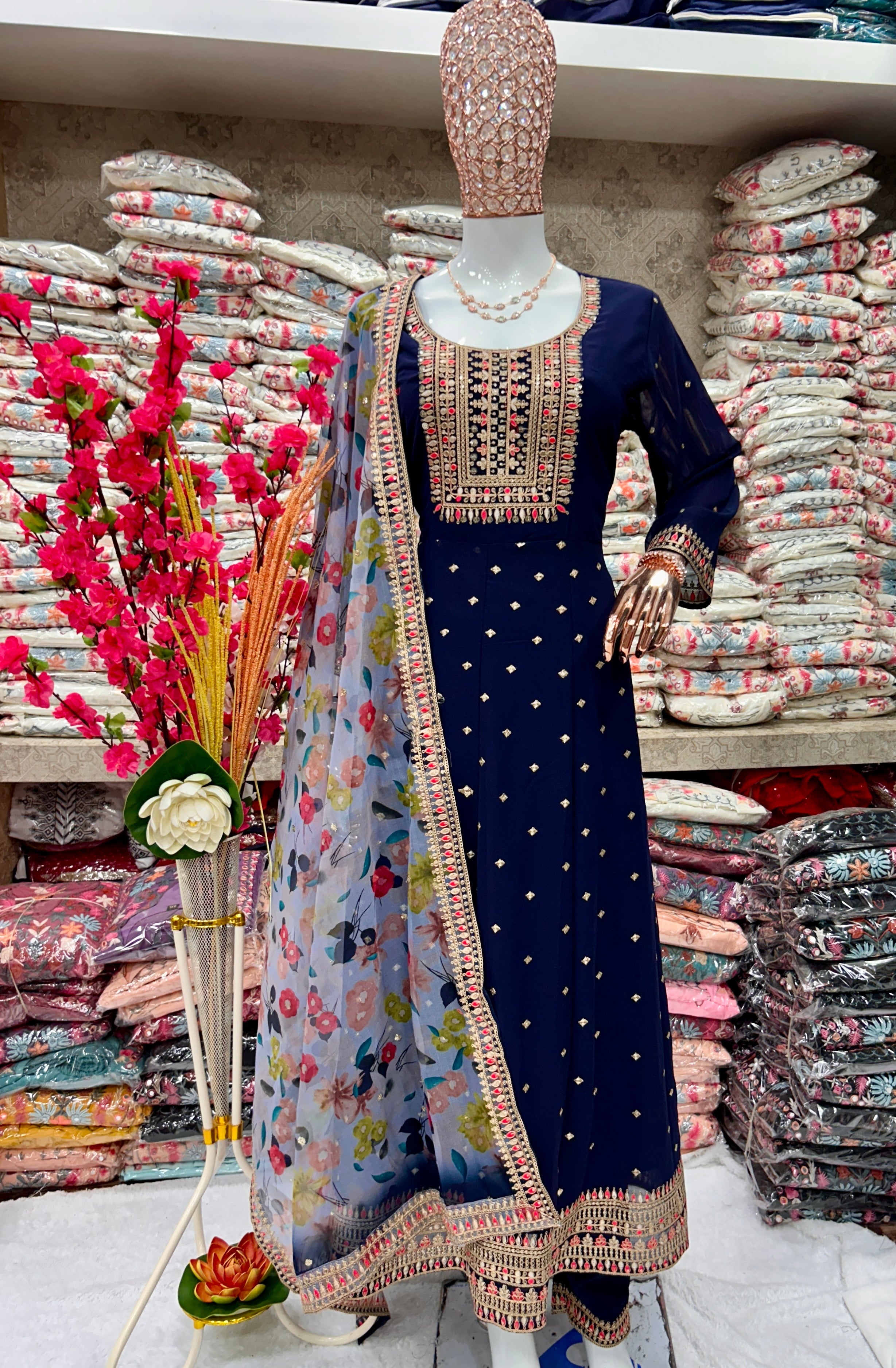 Party Wear Designer Anarkali Gown, Pent And Dupatta