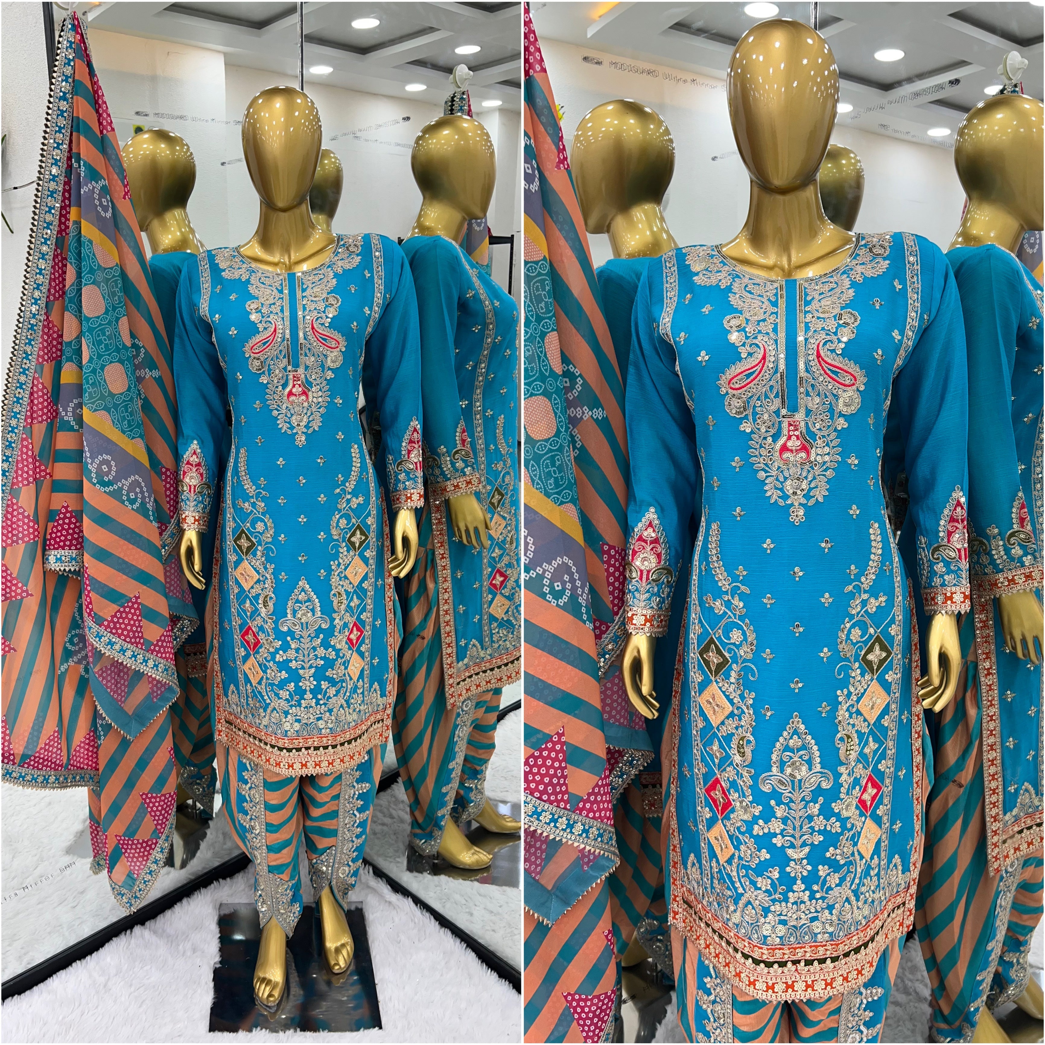 Party Wear Look Top ,Dhoti Salwar And Dupatta