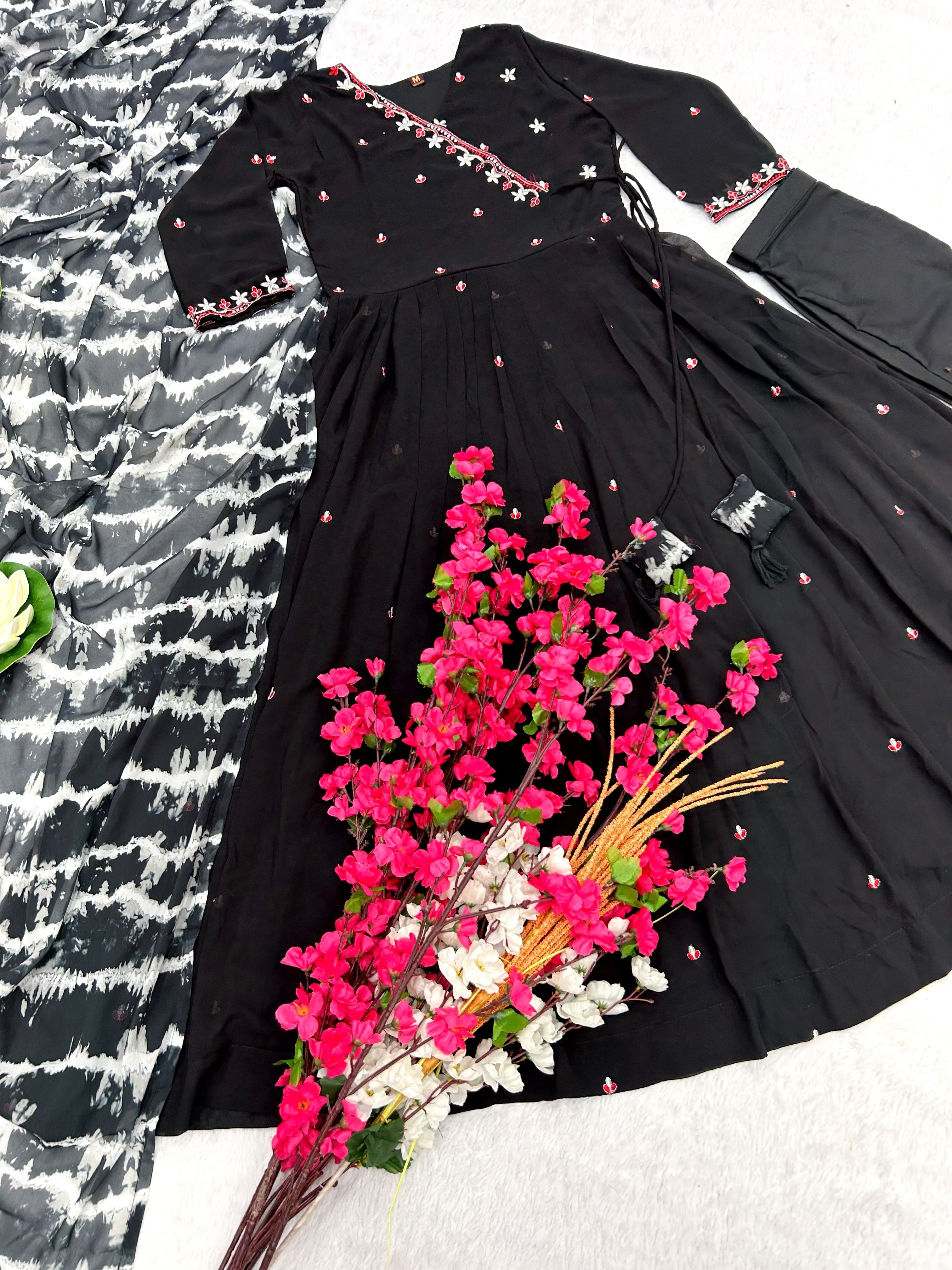 Party Wear Beautiful Anarkali Gown And Pent With Dupatta