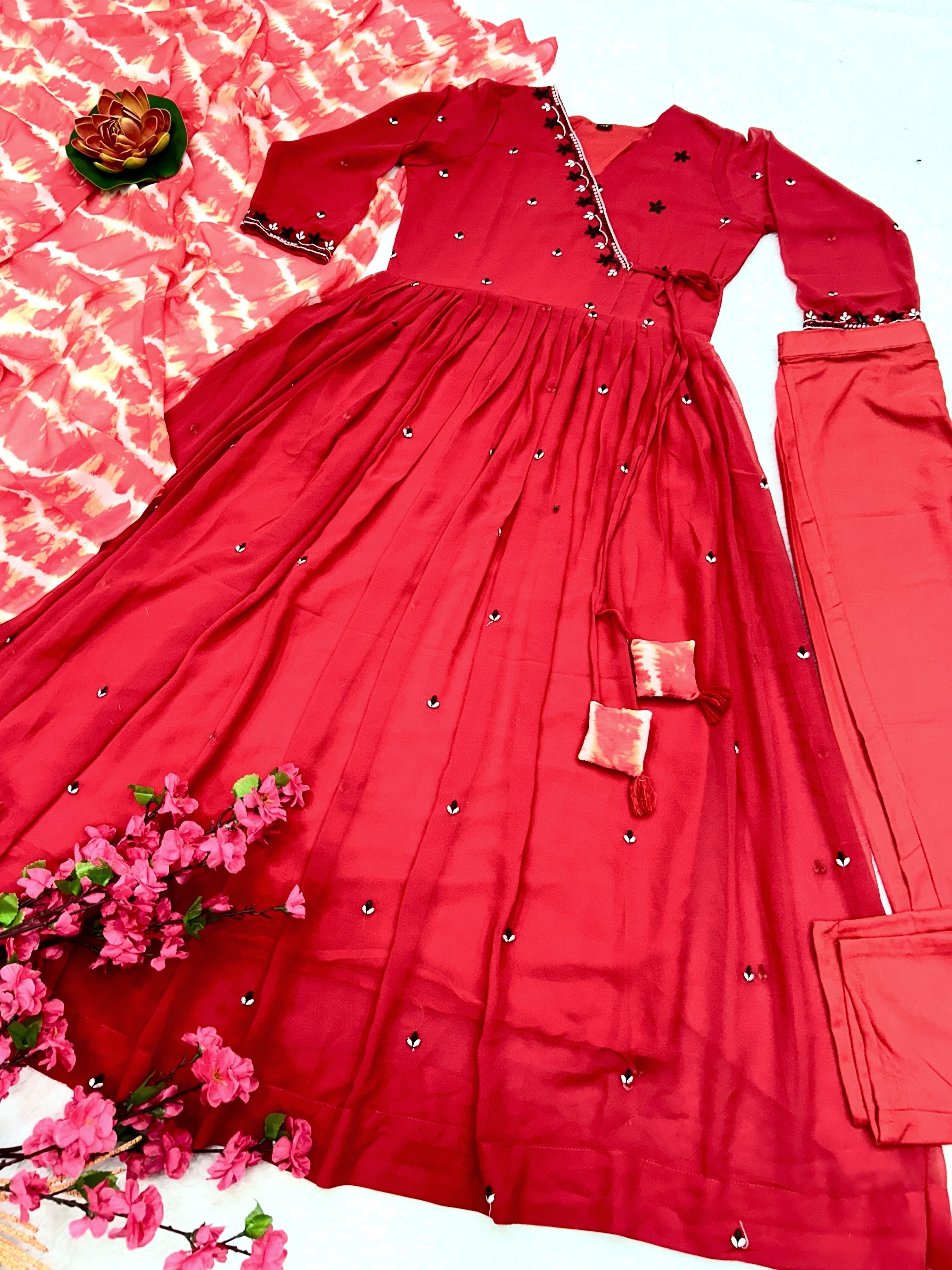 Party Wear Beautiful Anarkali Gown And Pent With Dupatta