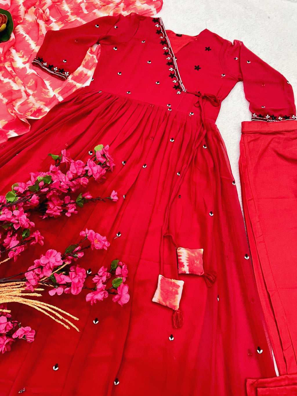 Party Wear Beautiful Anarkali Gown And Pent With Dupatta