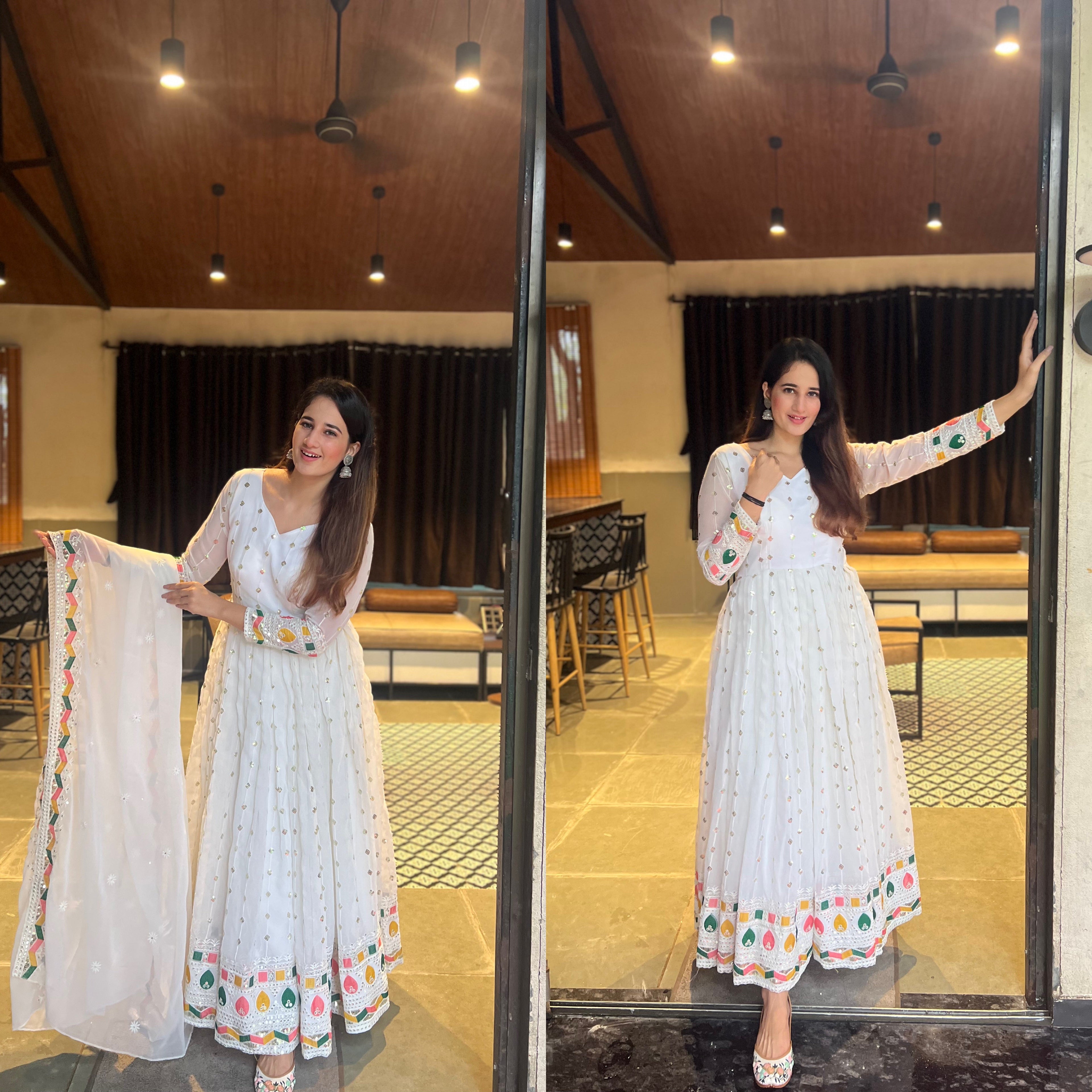 Designer Anarkali Gown And Pent With Dupatta In New Fancy Style