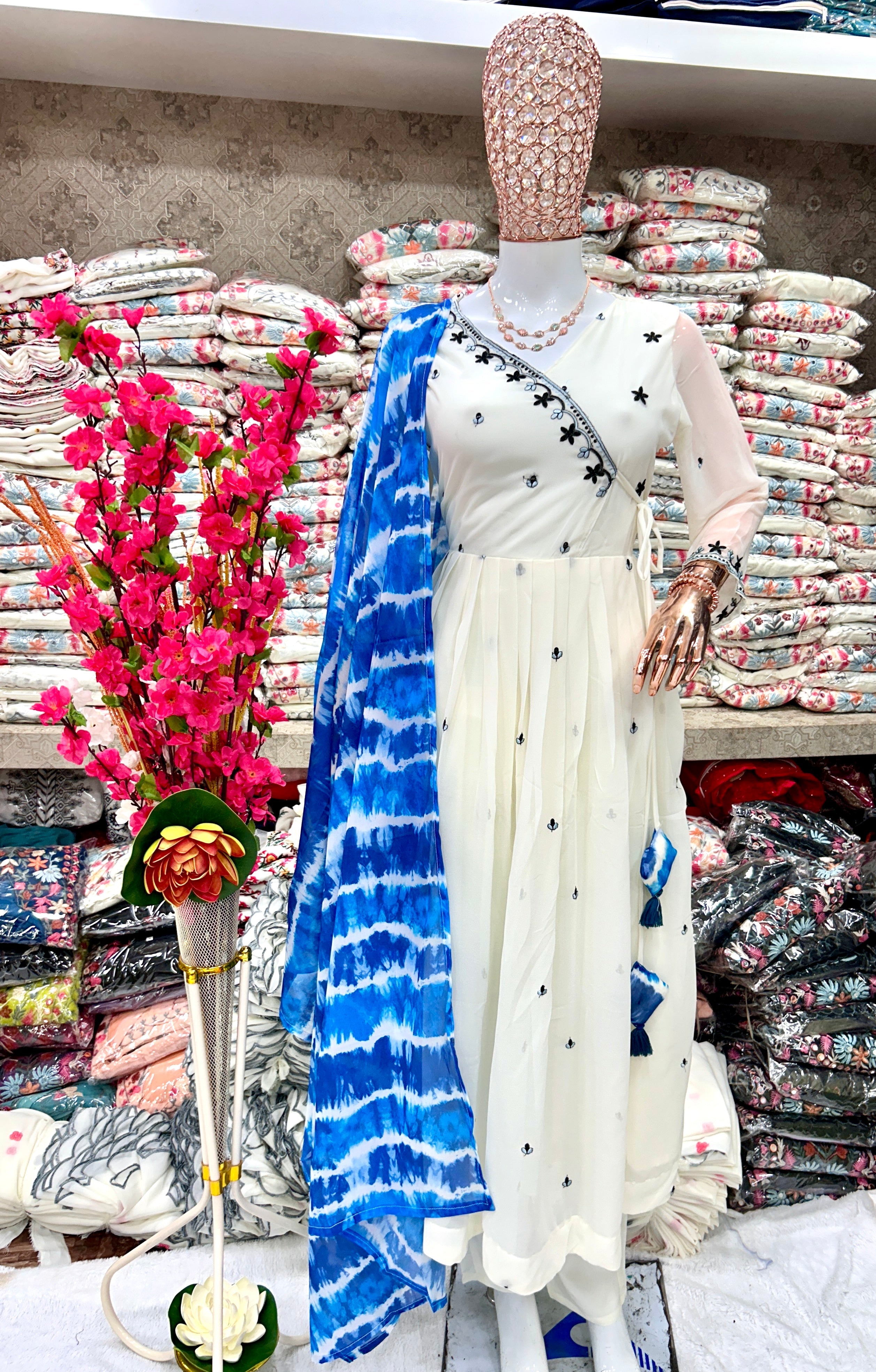 Party Wear Beautiful Anarkali Gown And Pent With Dupatta