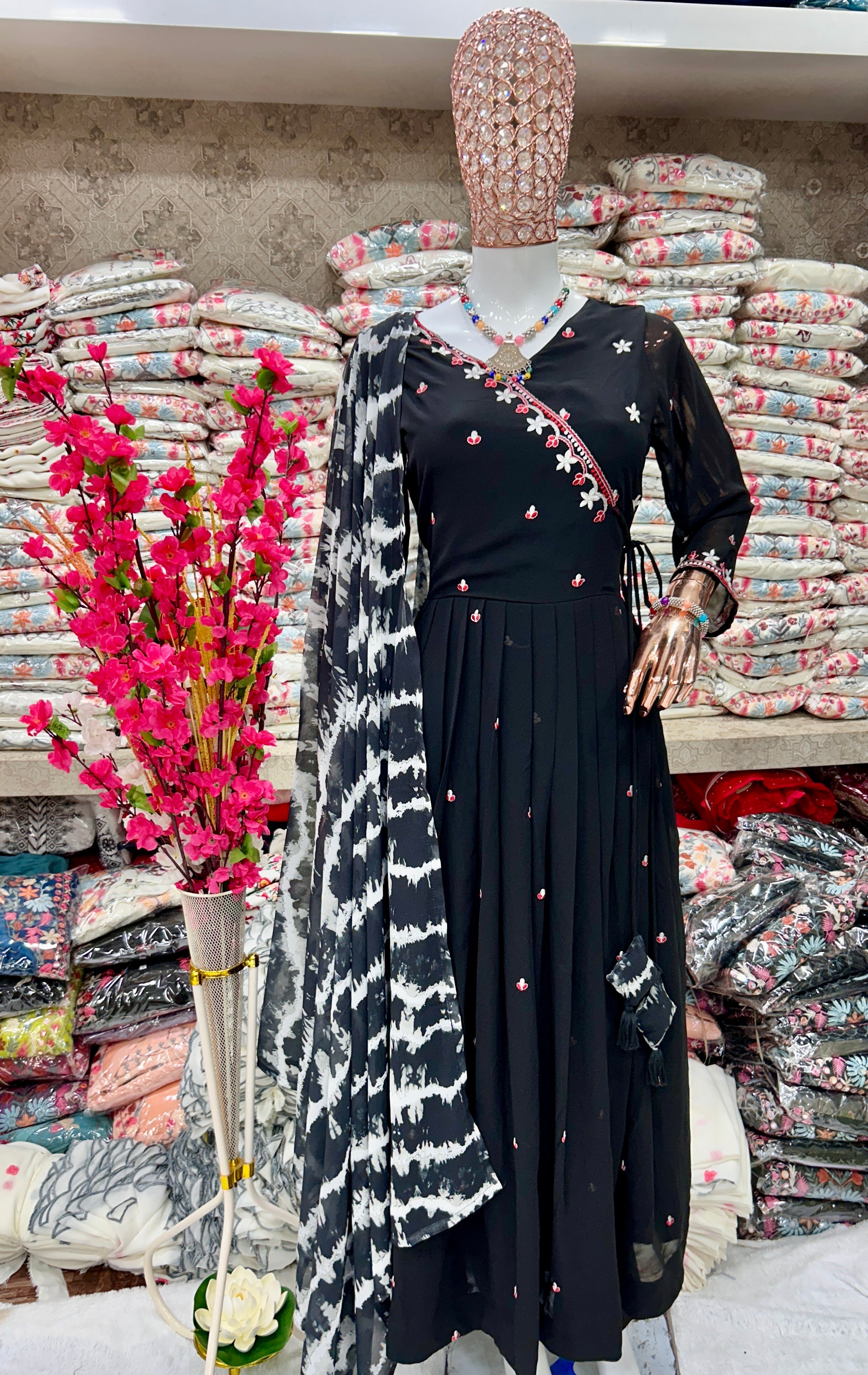 Party Wear Beautiful Anarkali Gown And Pent With Dupatta