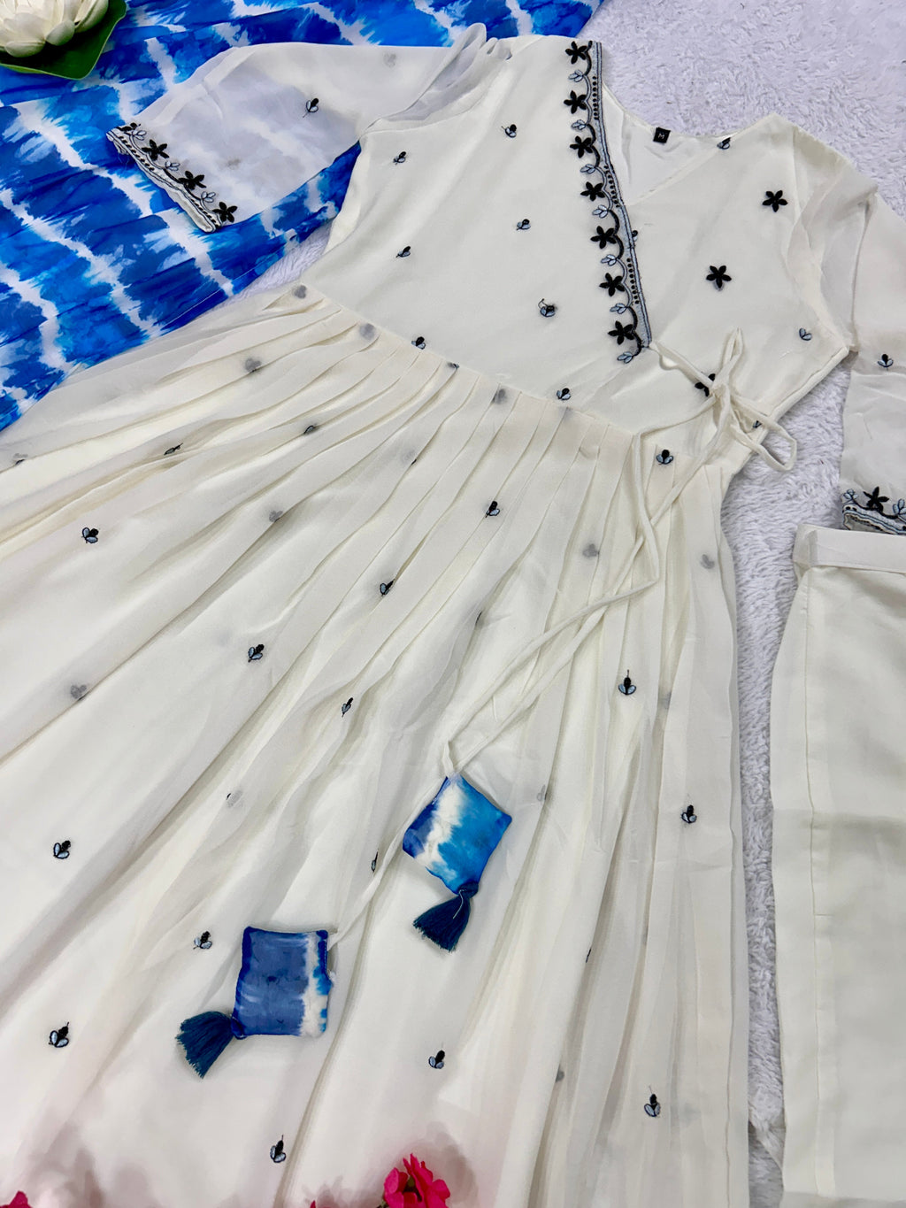 Party Wear Beautiful Anarkali Gown And Pent With Dupatta