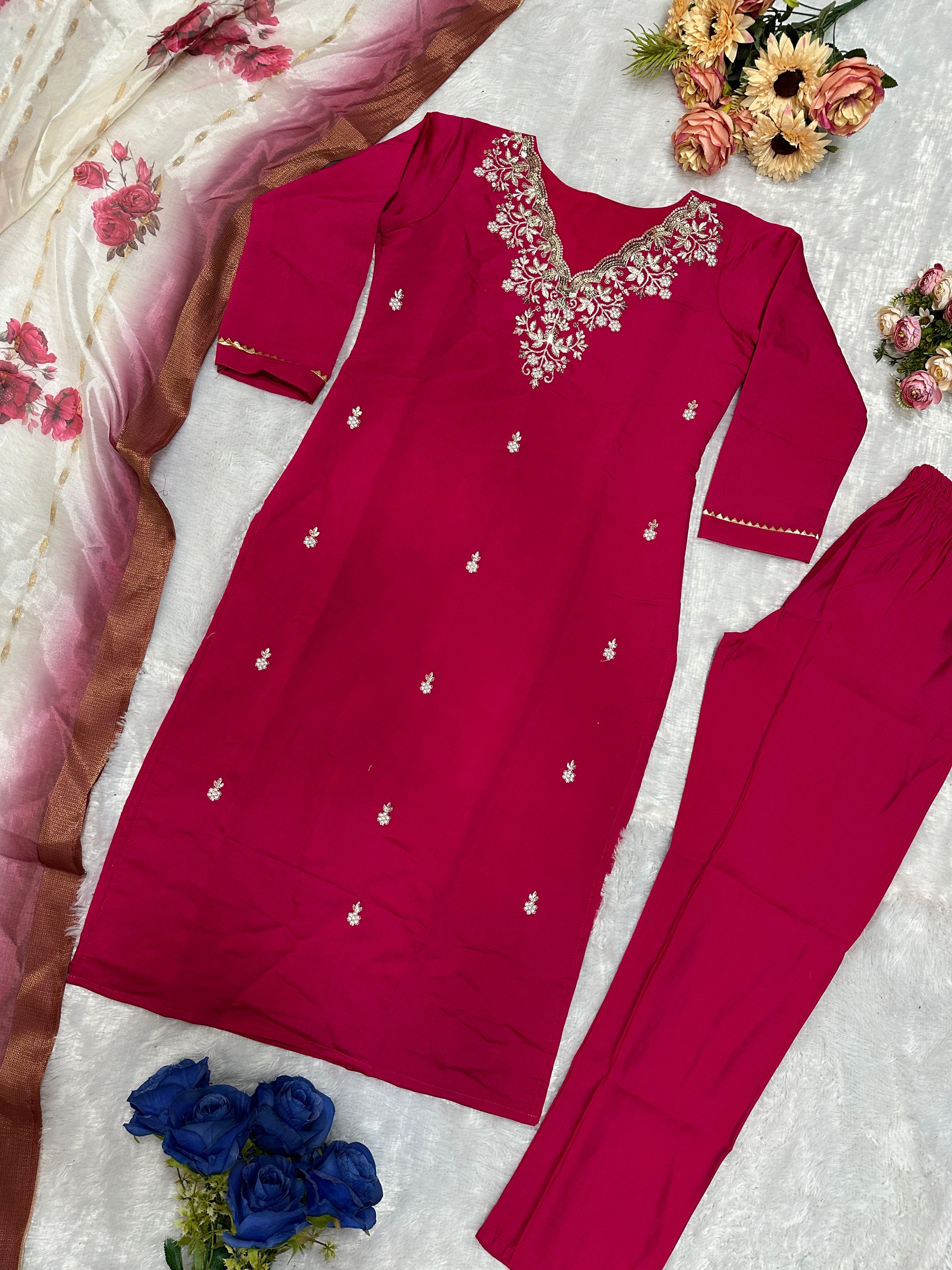 Beautiful Party Wear Top Bottom And Dupatta