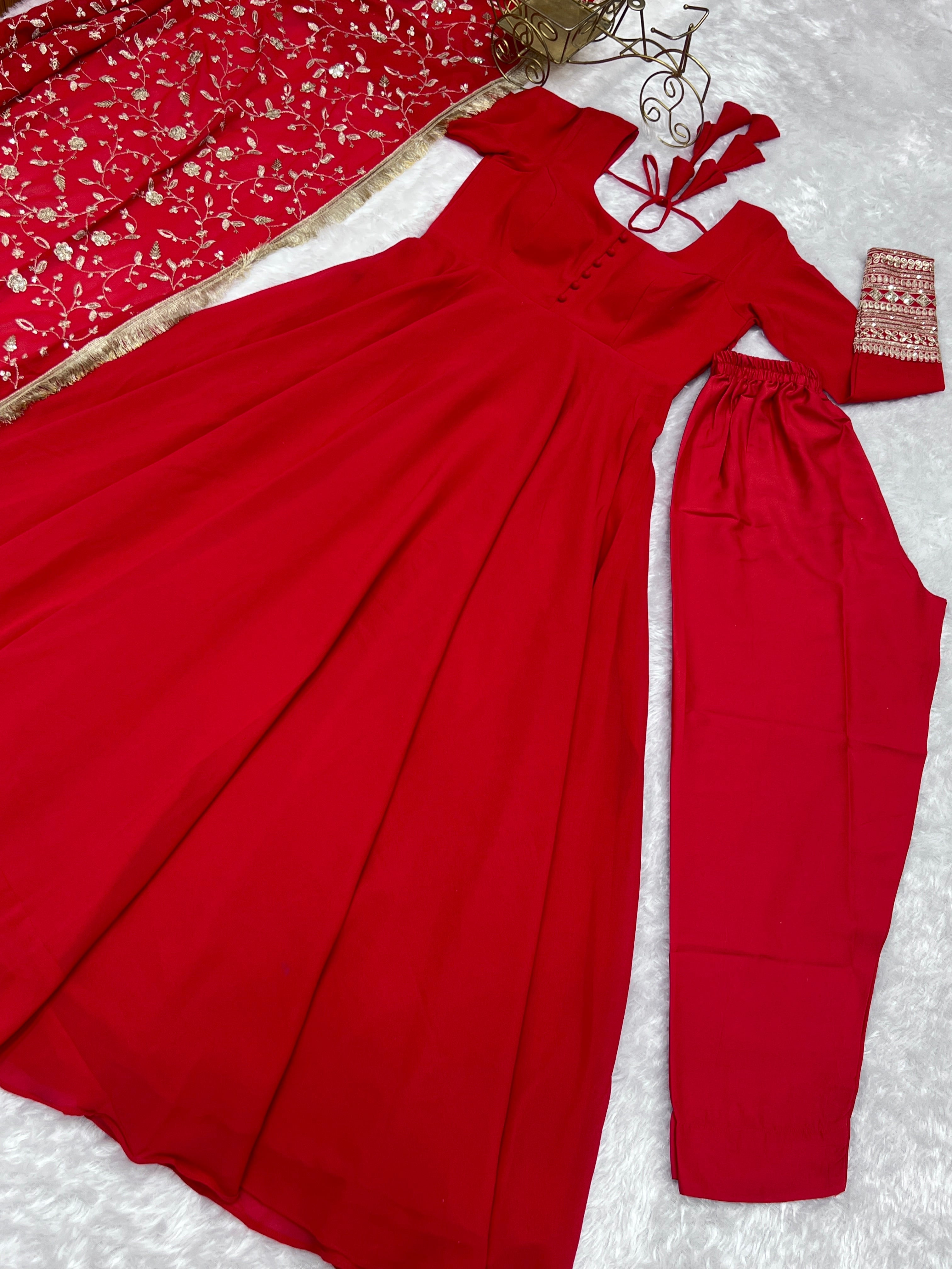 Designer Party Wear Anarkali Gown Pent And Dupatta