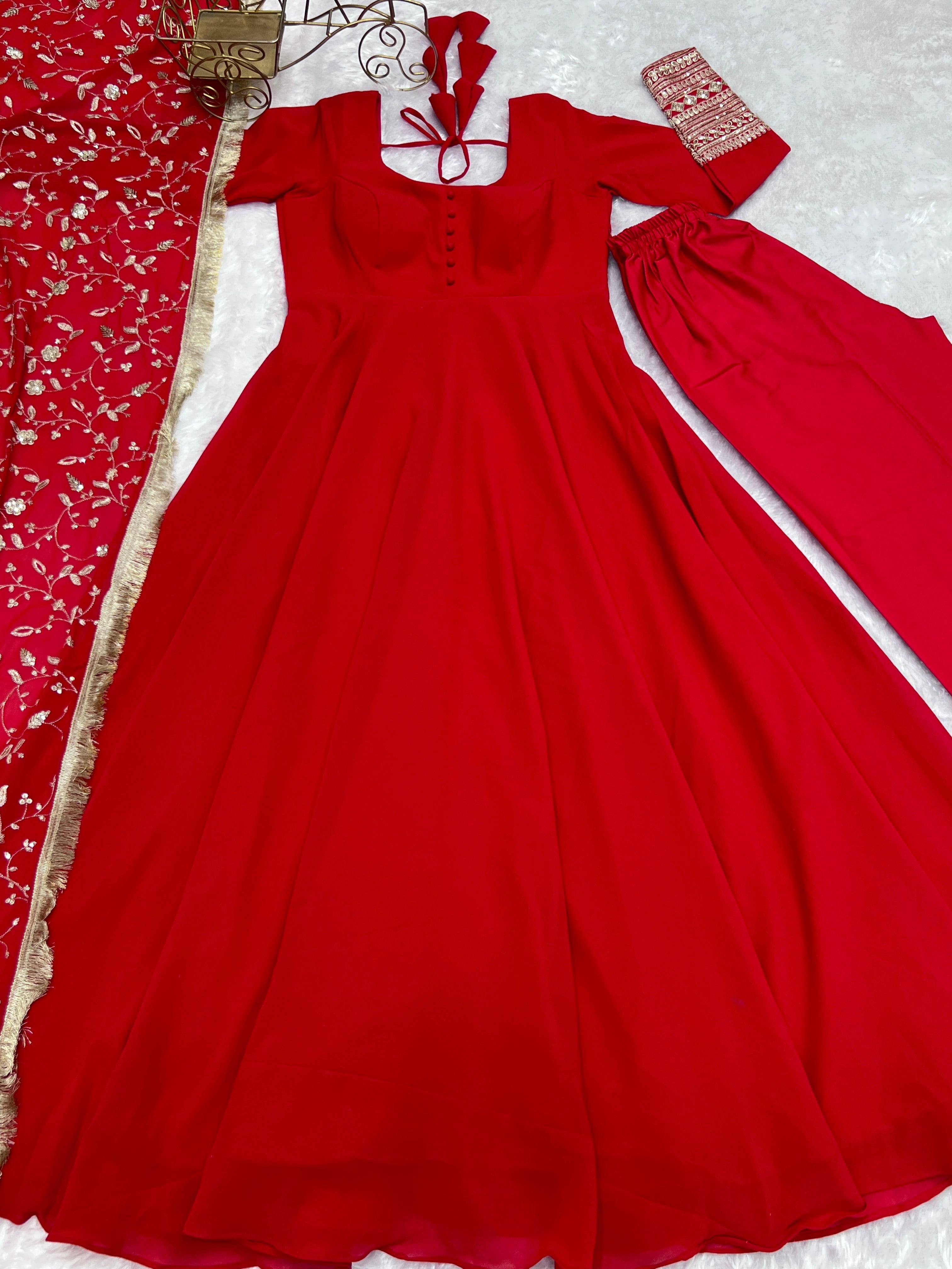 Designer Party Wear Anarkali Gown Pent And Dupatta