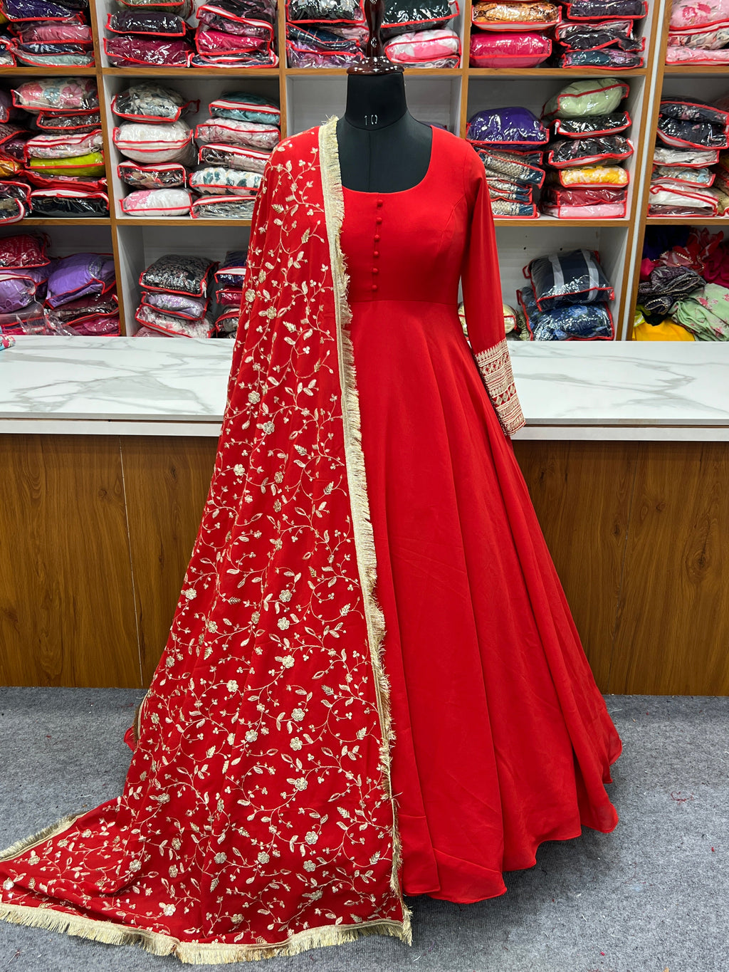 Designer Party Wear Anarkali Gown Pent And Dupatta