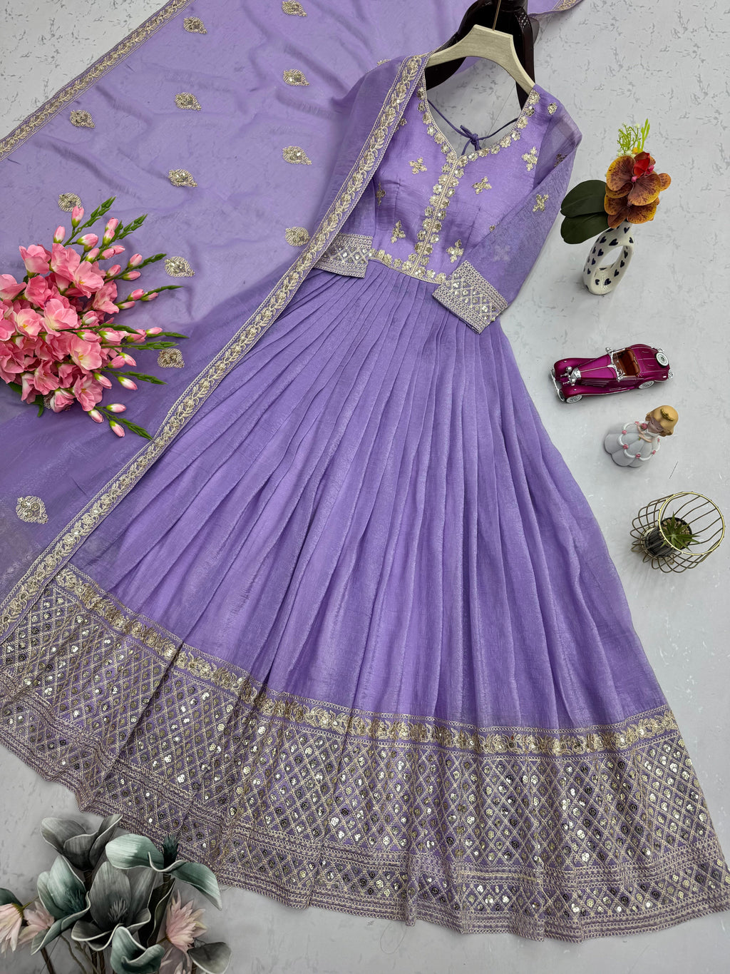 Designer Party Wear Look Gown With Embroidery Codding & Sequins Work