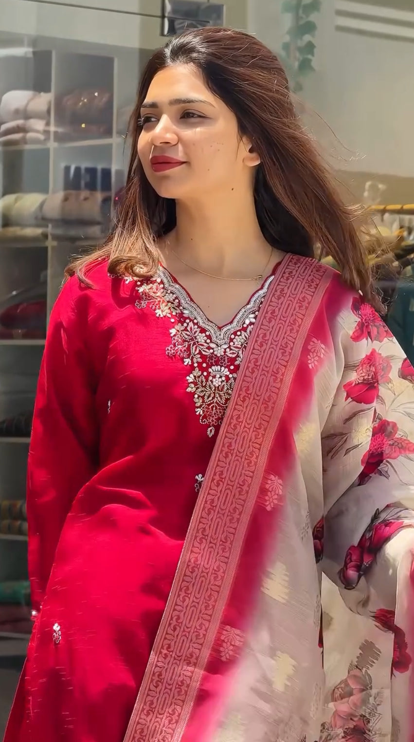 Beautiful Party Wear Top Bottom And Dupatta