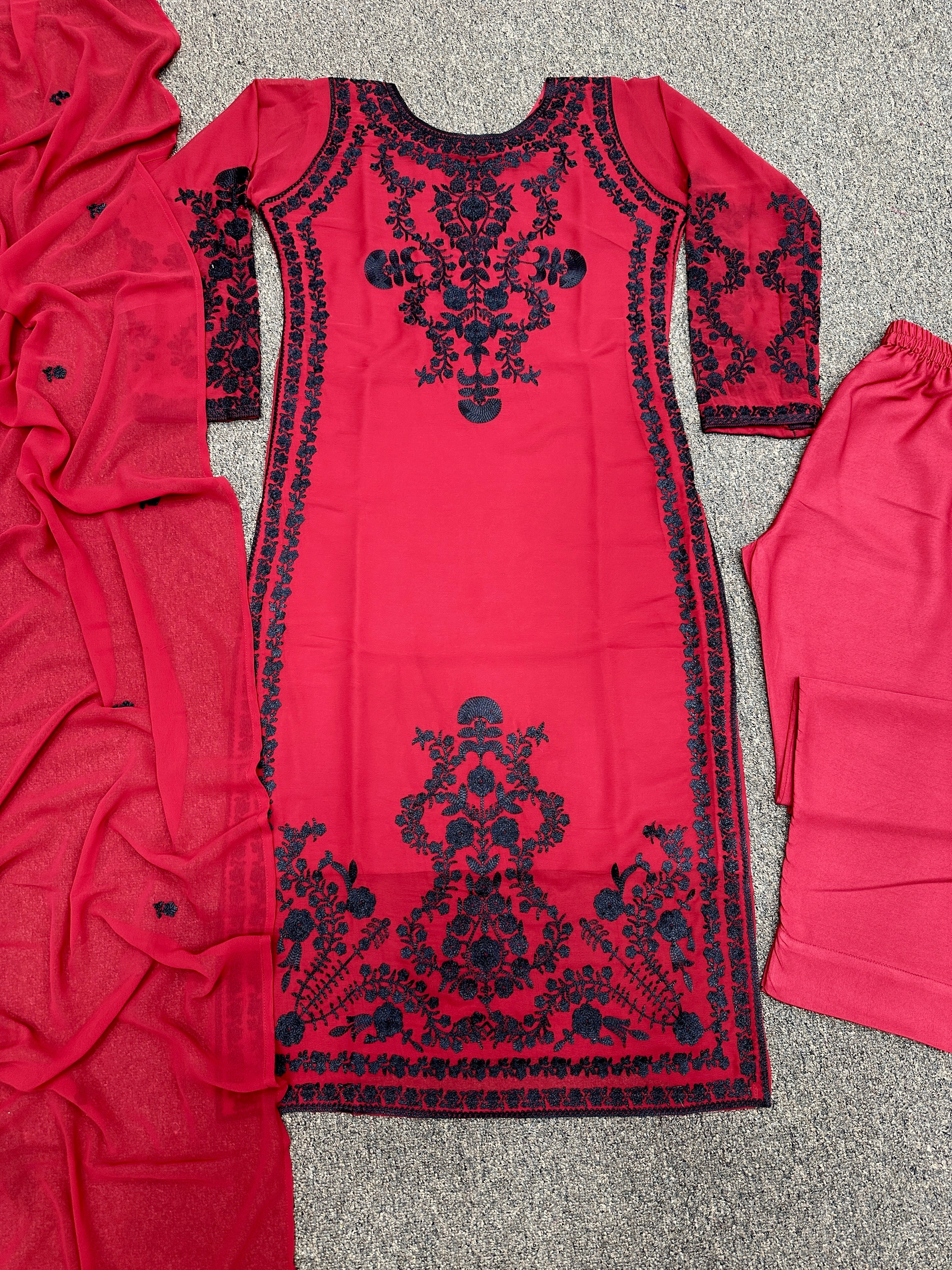 Designer Party Wear Top Bottom With Dupatta With Heavy Embroidery Work