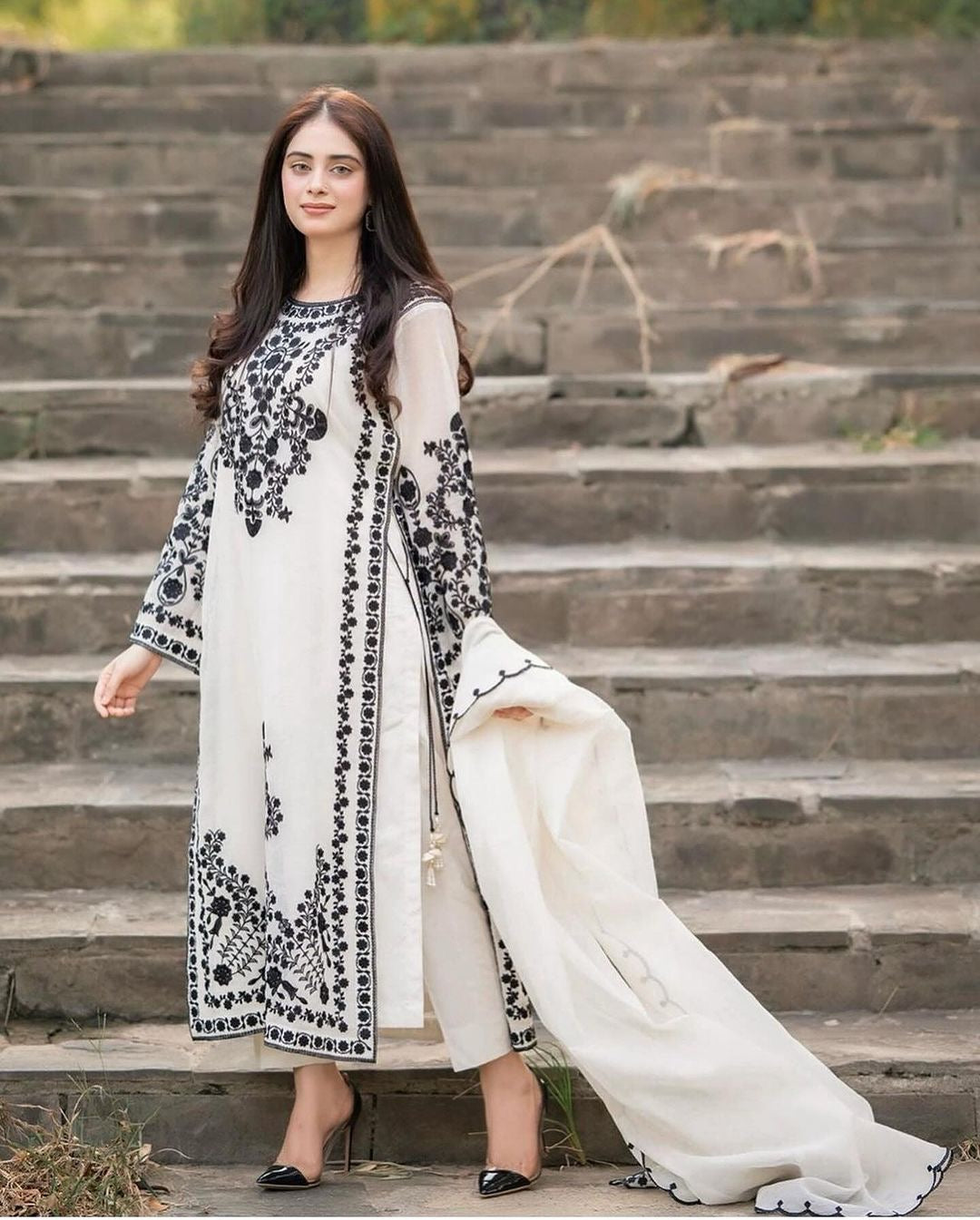 Designer Party Wear Top Bottom With Dupatta With Heavy Embroidery Work