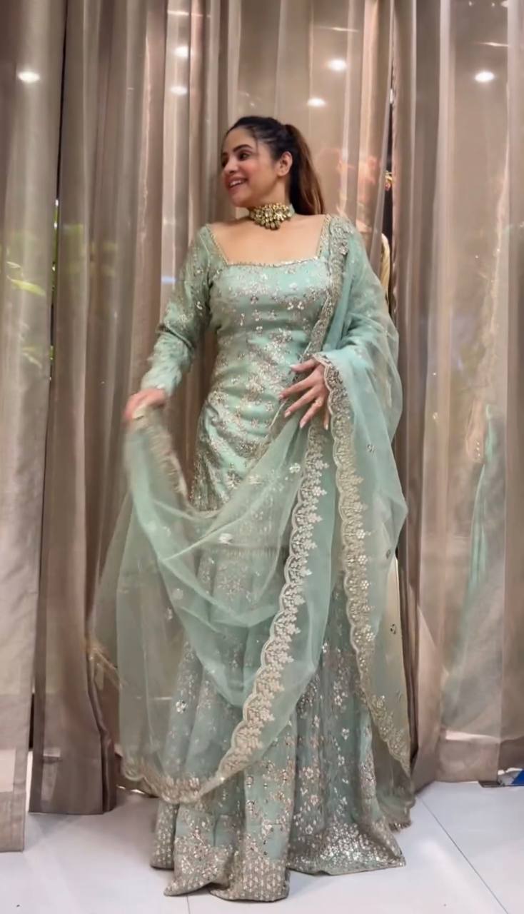 Beautiful Party Wear Top-Bottom And Dupatta Set