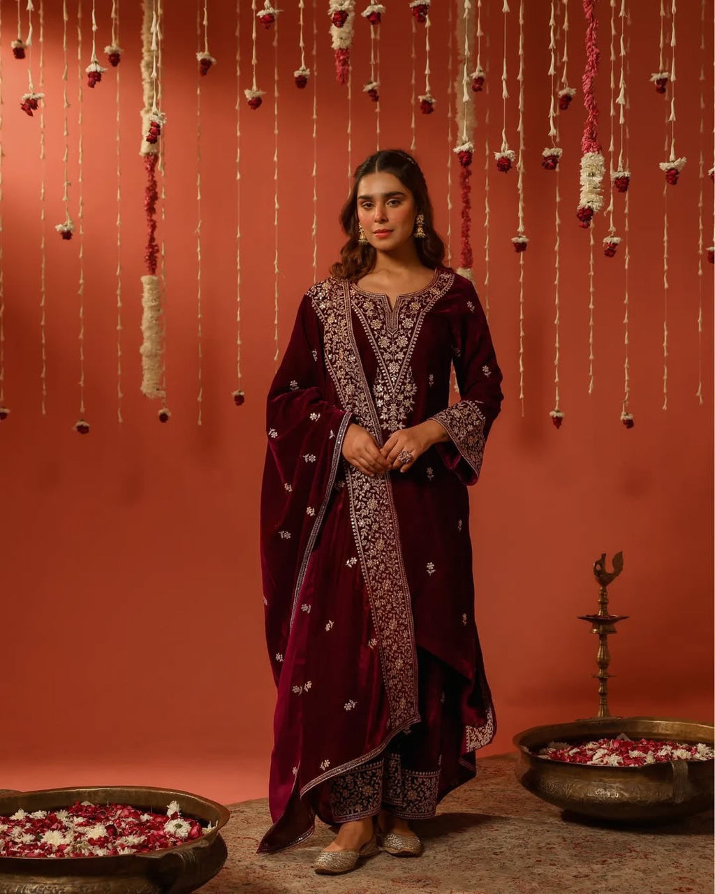 Beautiful Fancy Top Bottom And Dupatta With Embroidery Work