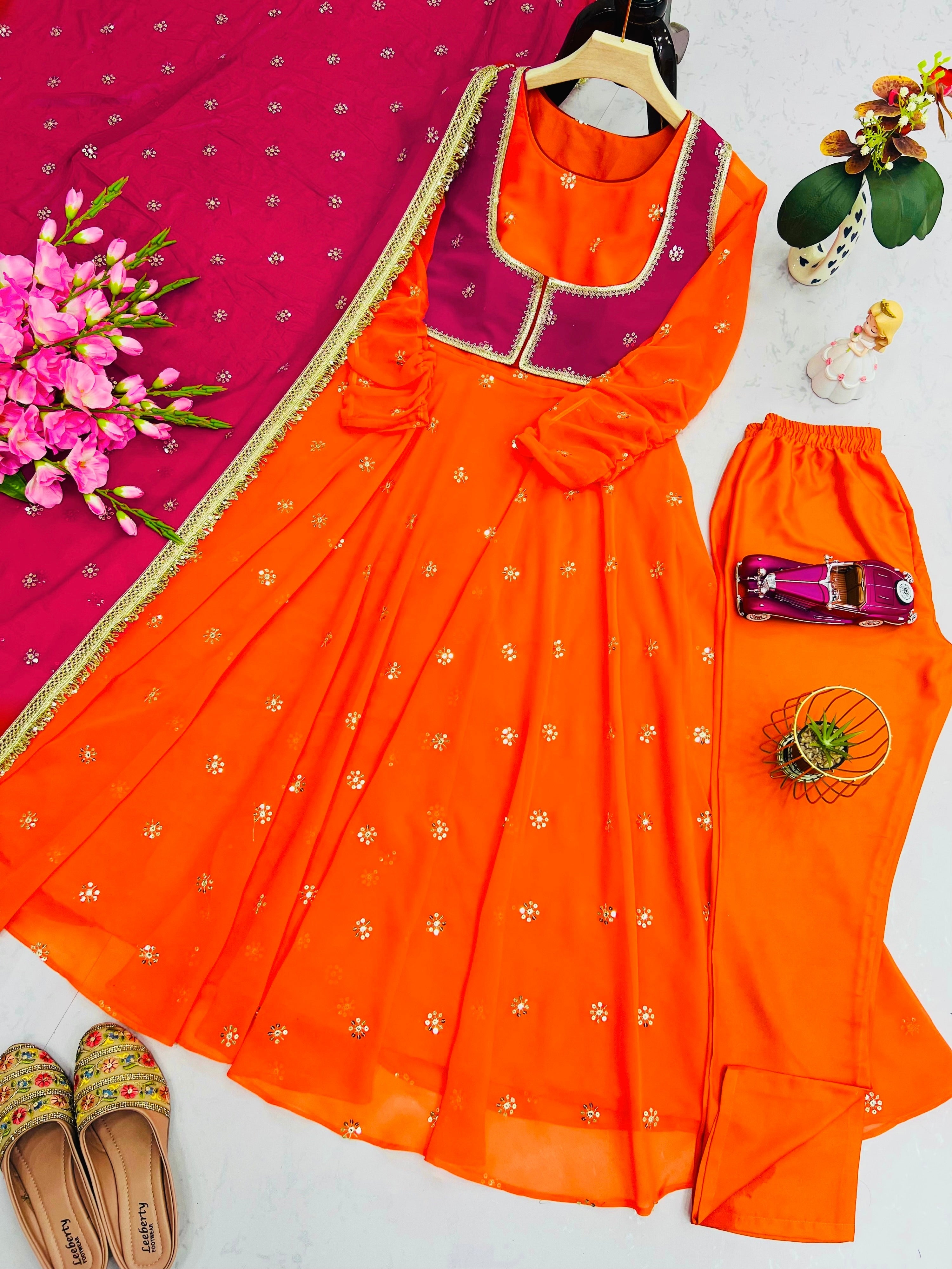 Designer Party Wear Look Gown With Embroidery Sequins Work