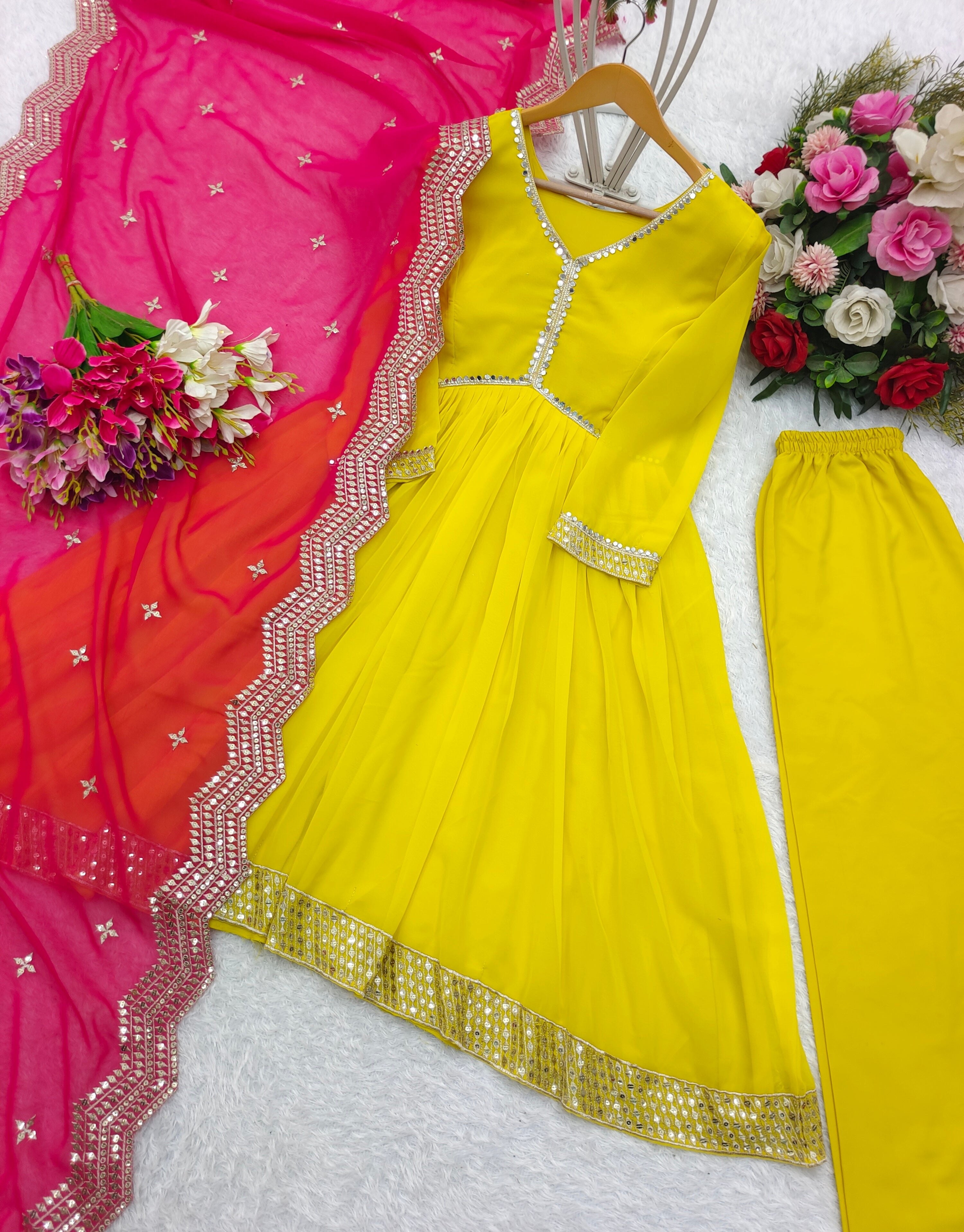 Party Wear Designer Gown -Pent And Beautiful Dupatta