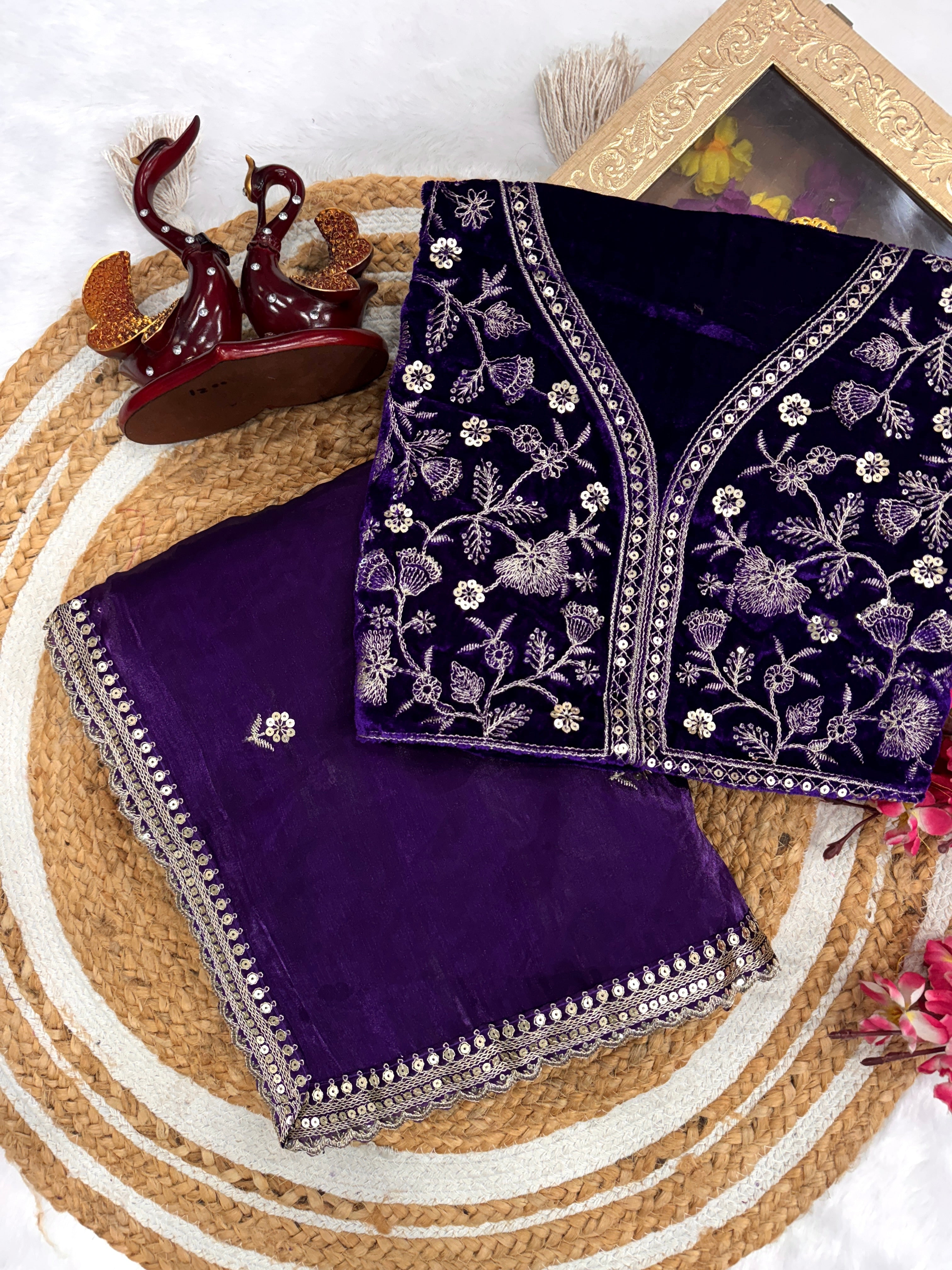 Party Wear Beautiful Saree With Zari Embroidery Work