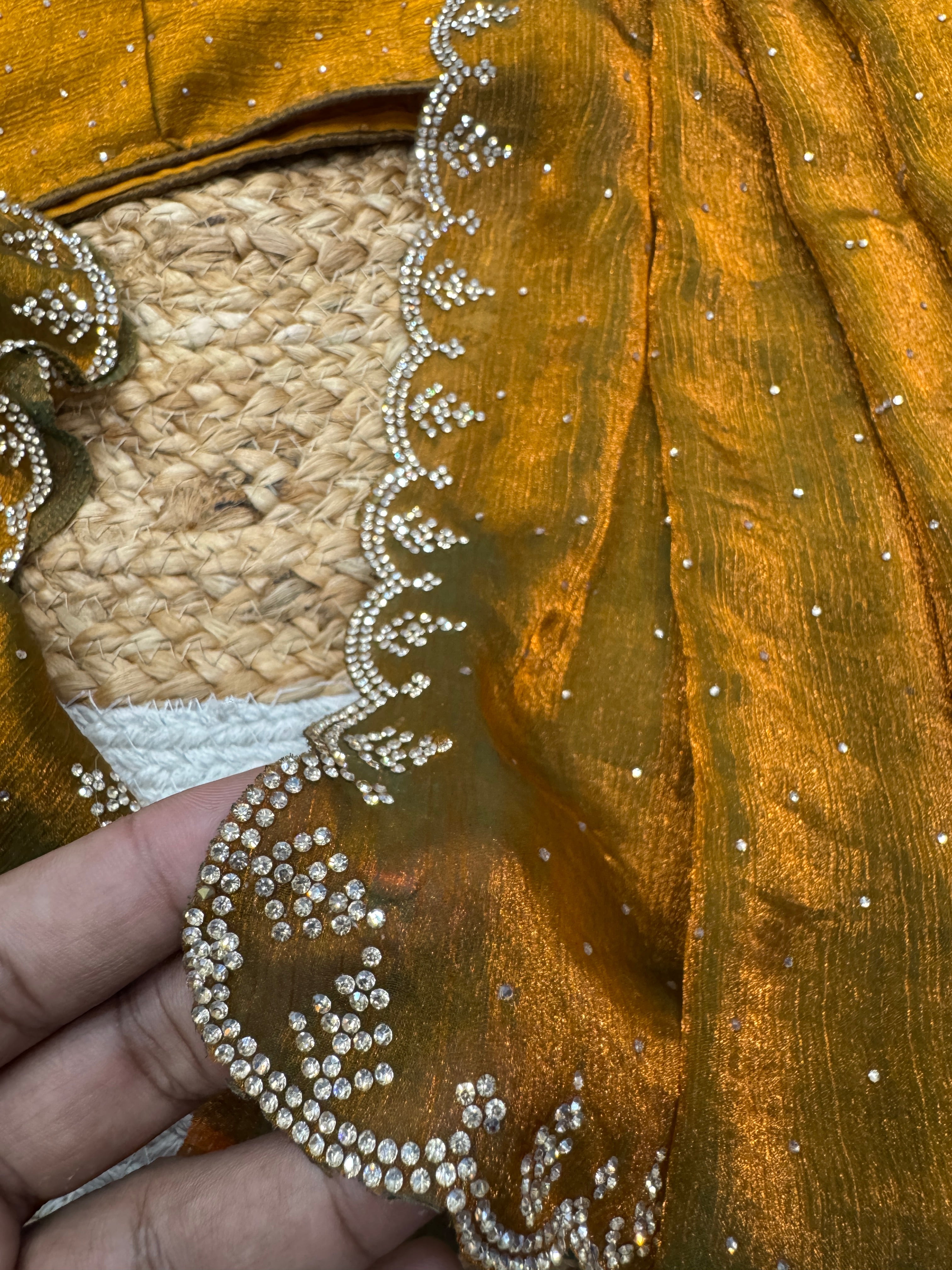Beautiful Party Wear Saree Wit Jarkhan Diamond work