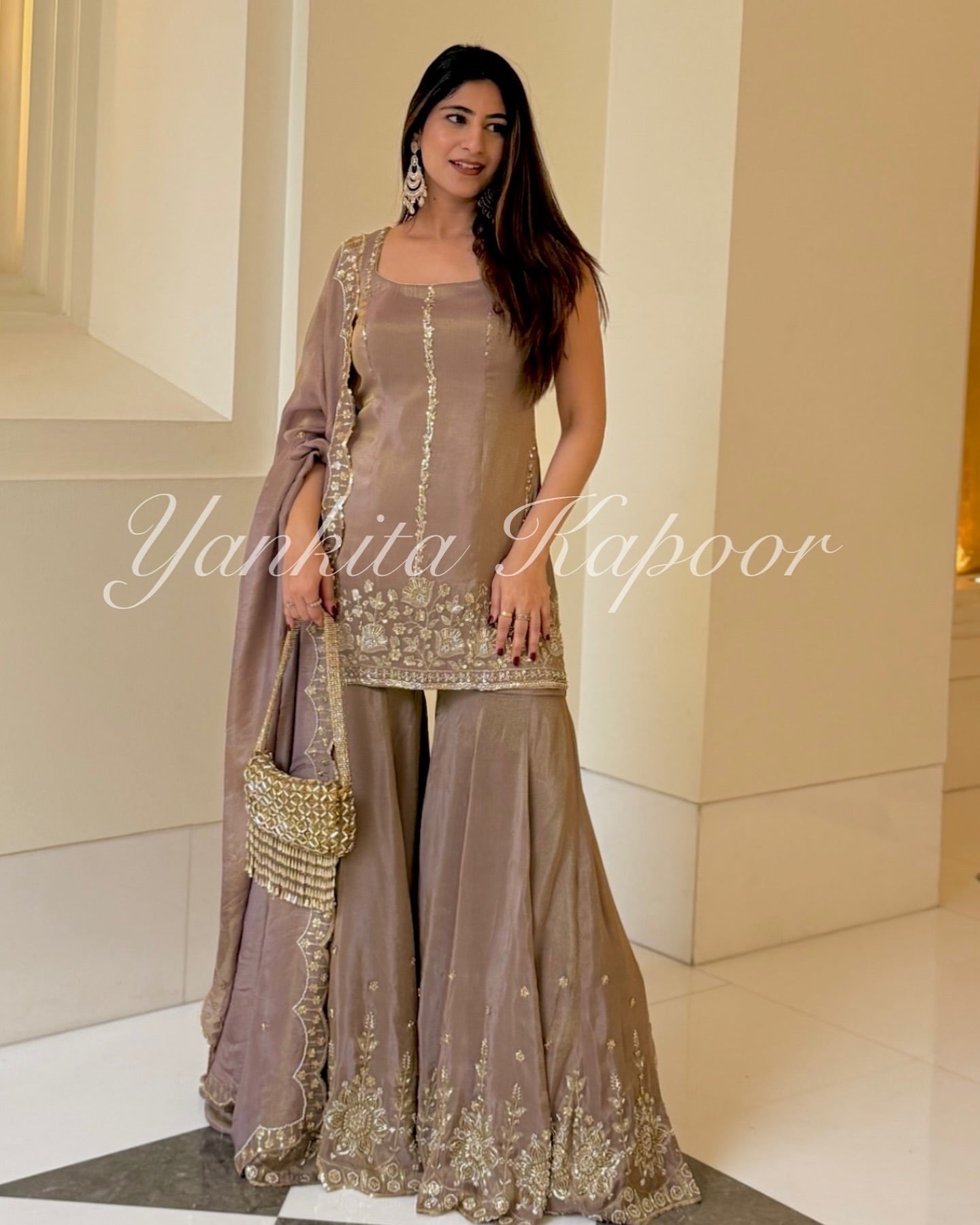 Beautiful Top-sharara And Dupatta With Embroidery Sequence Work