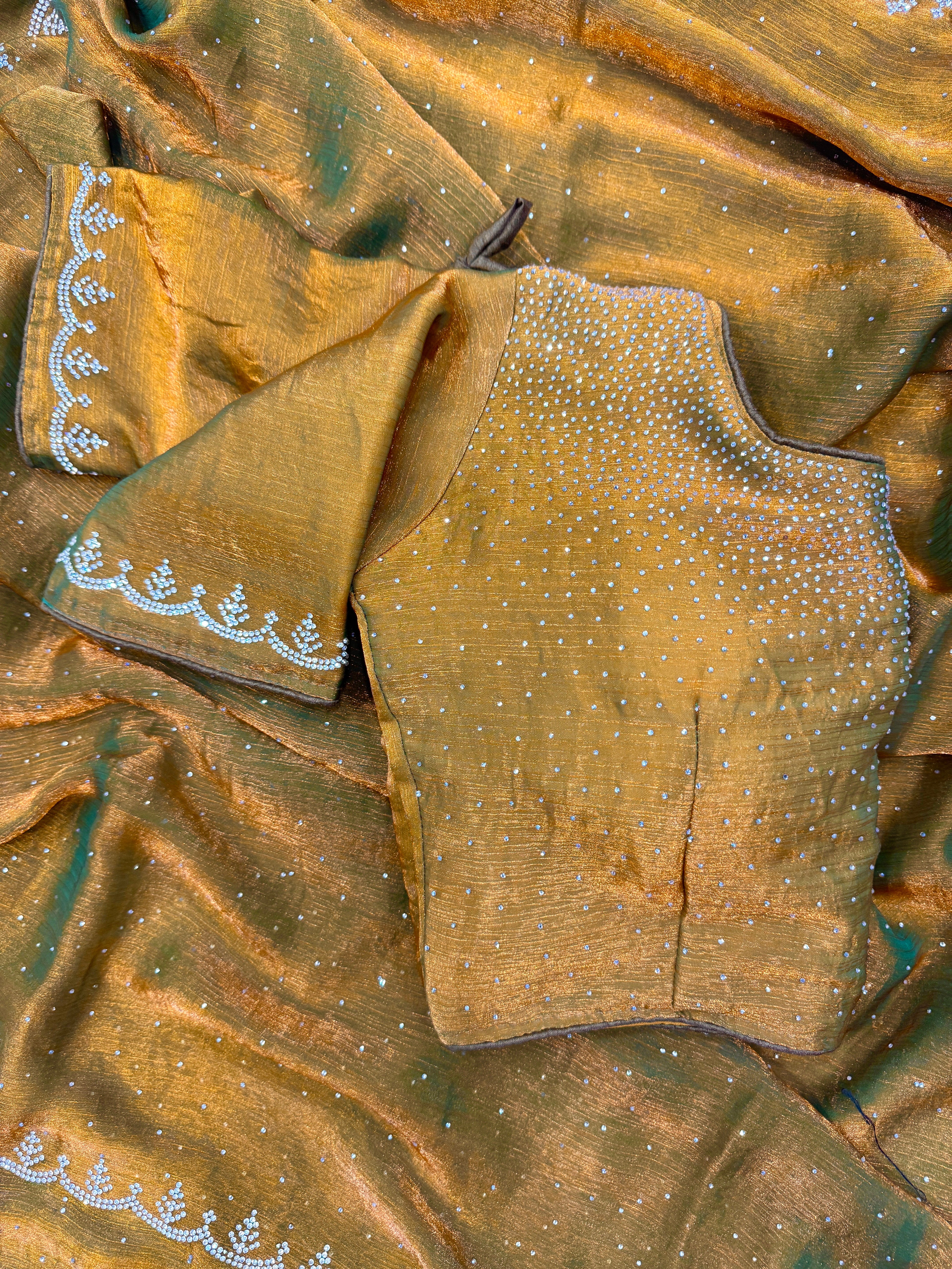 Beautiful Party Wear Saree Wit Jarkhan Diamond work