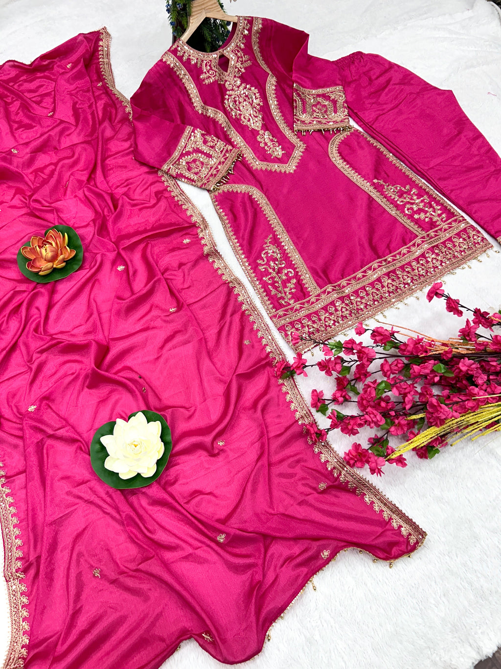 पार्टी वियर खूबसूरत टॉप-बॉटम और फैंसी दुपट्टा