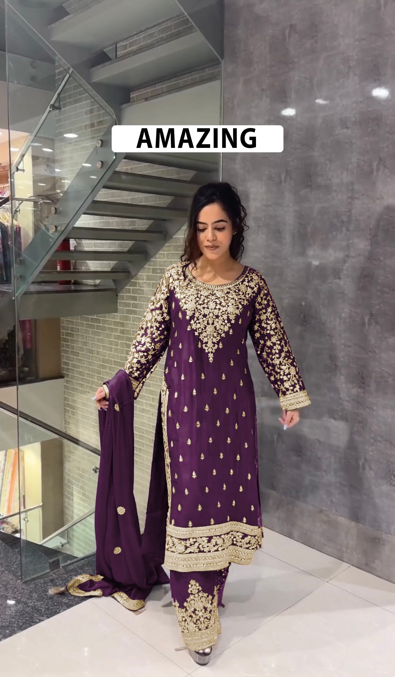 Beautiful Top-Bottom And Dupatta With Embroidery Sequence Work