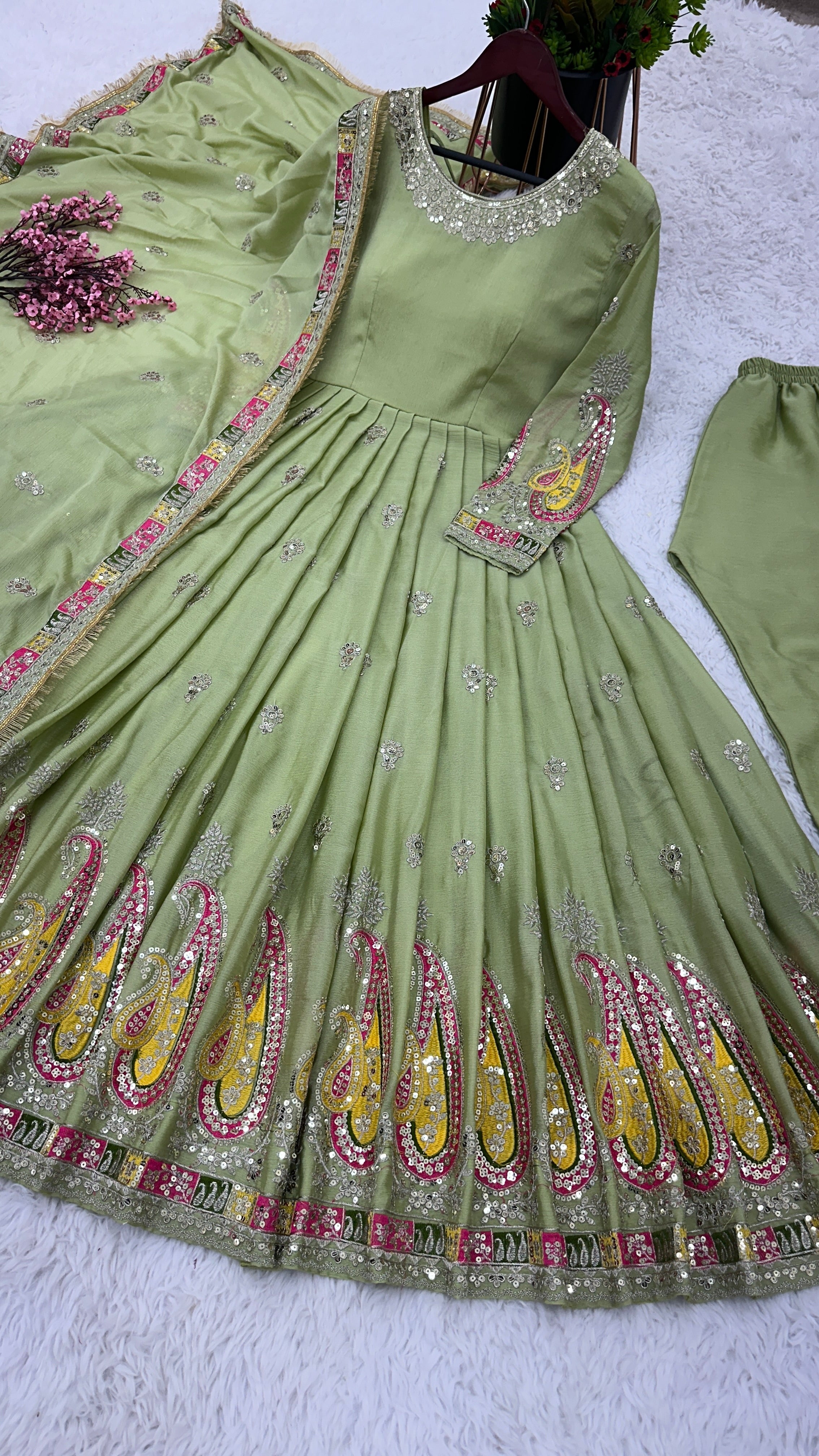 Designer Party Wear Look Gown With Bottom And Dupatta