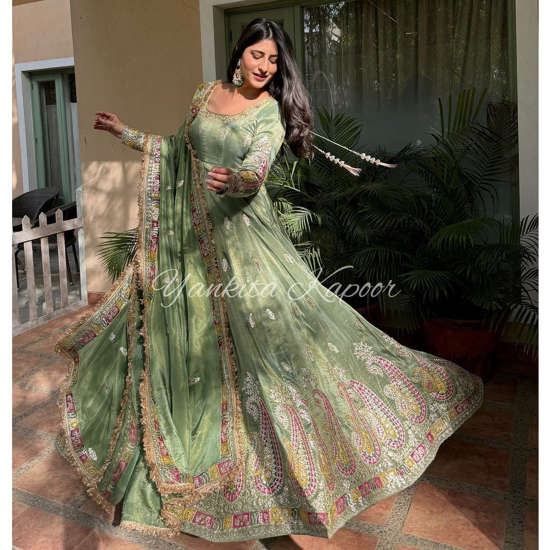 Designer Party Wear Look Gown With Bottom And Dupatta