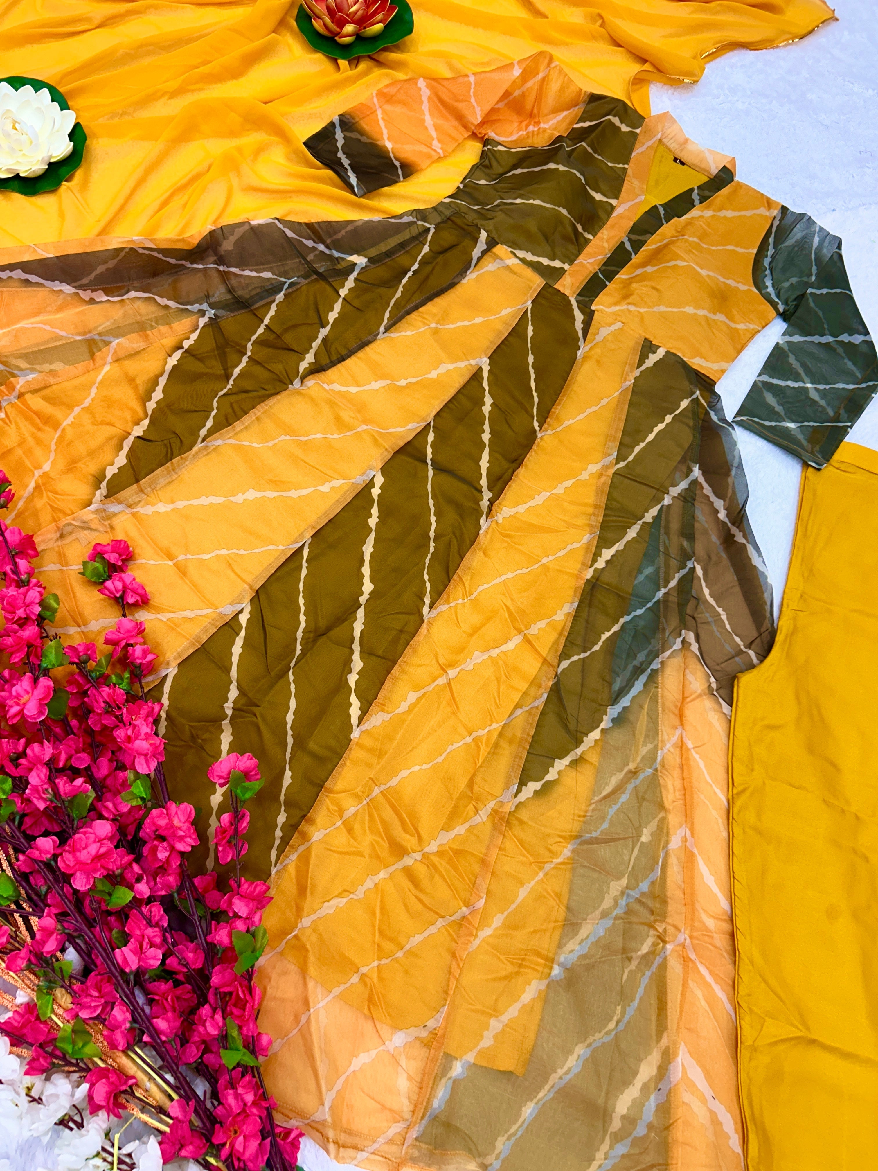 डिज़ाइनर पार्टी वियर अनारकली गाउन, पैंट और दुपट्टा