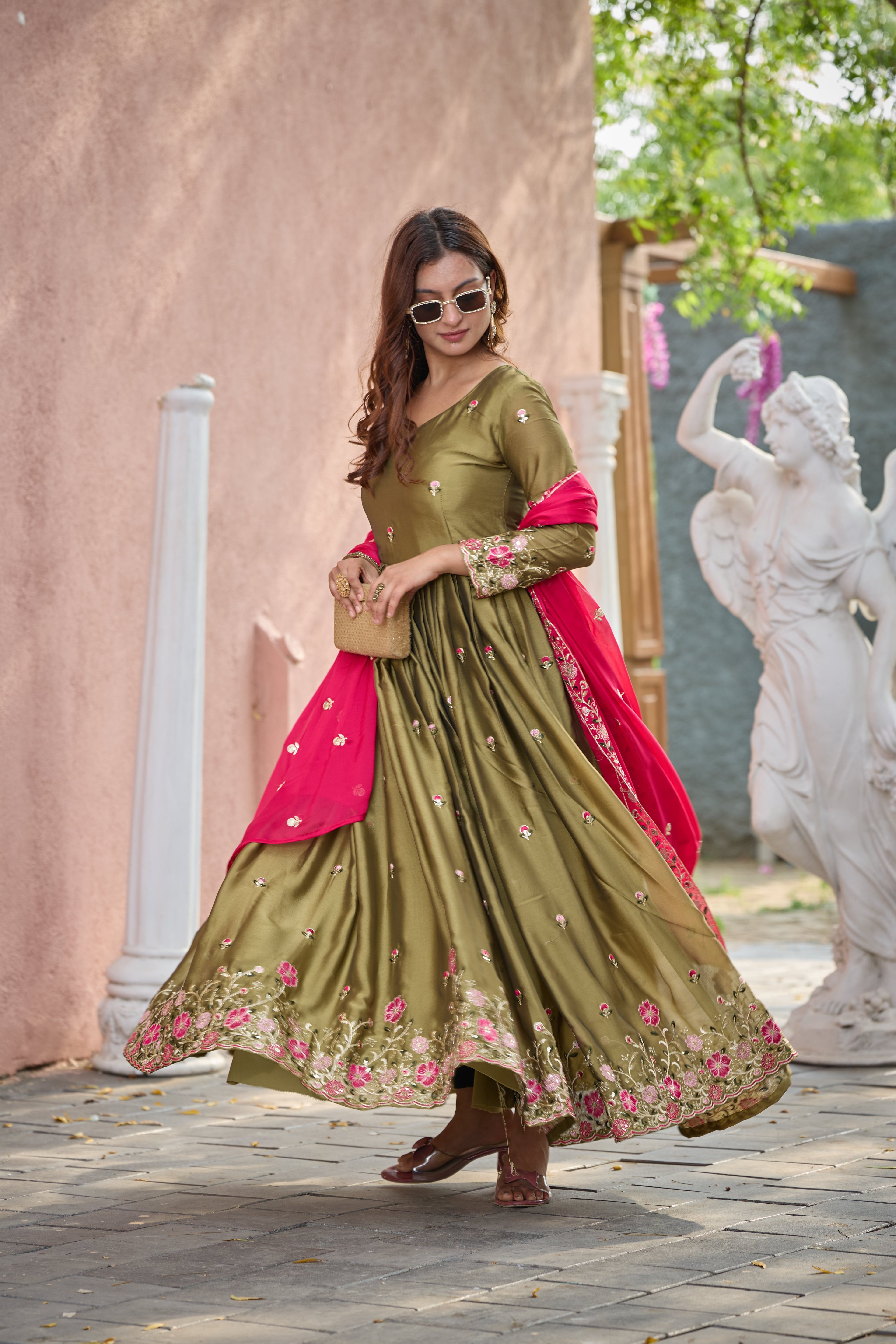 Party Wear Designer Gown-Pent And Beautiful Dupatta