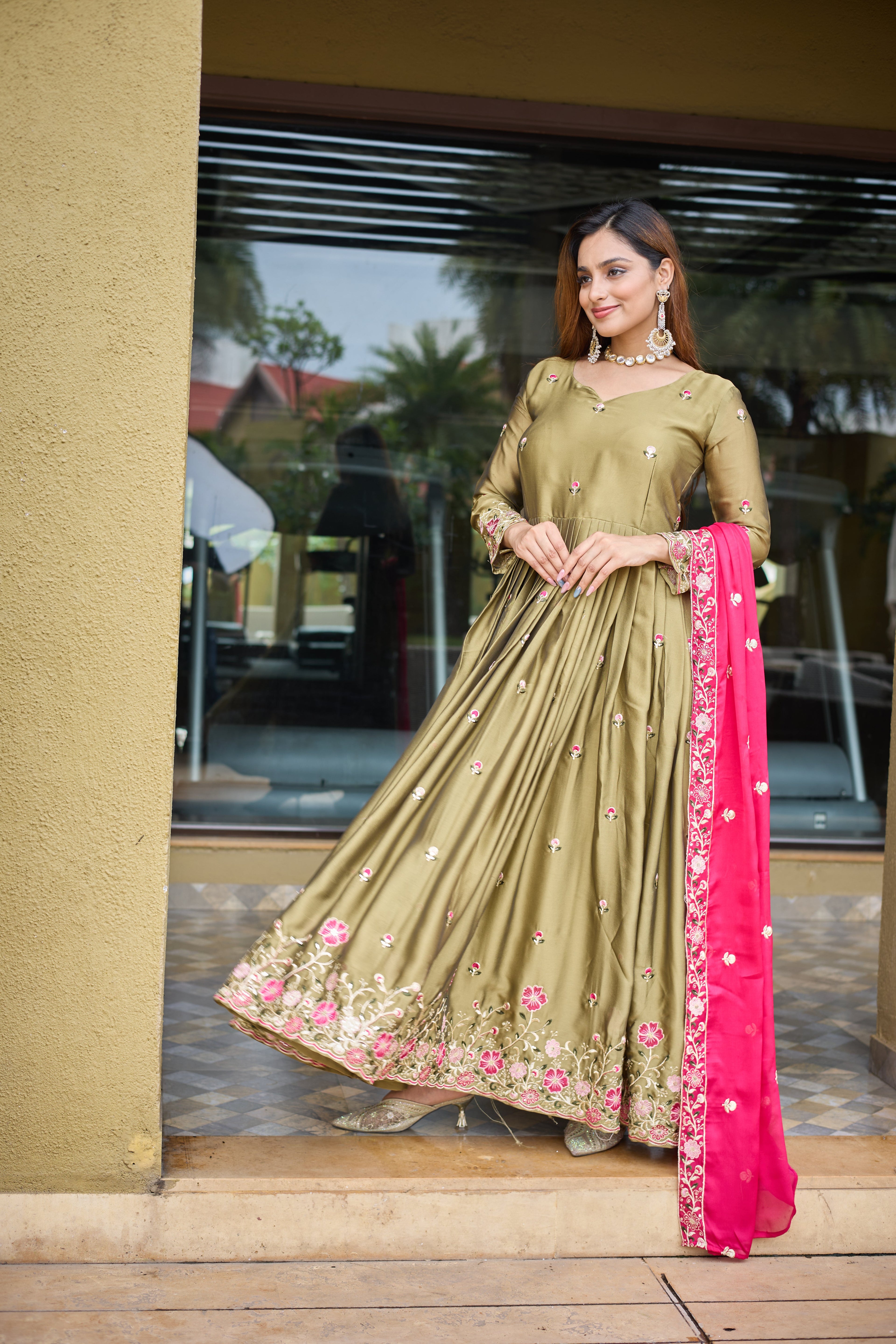 Party Wear Designer Gown-Pent And Beautiful Dupatta