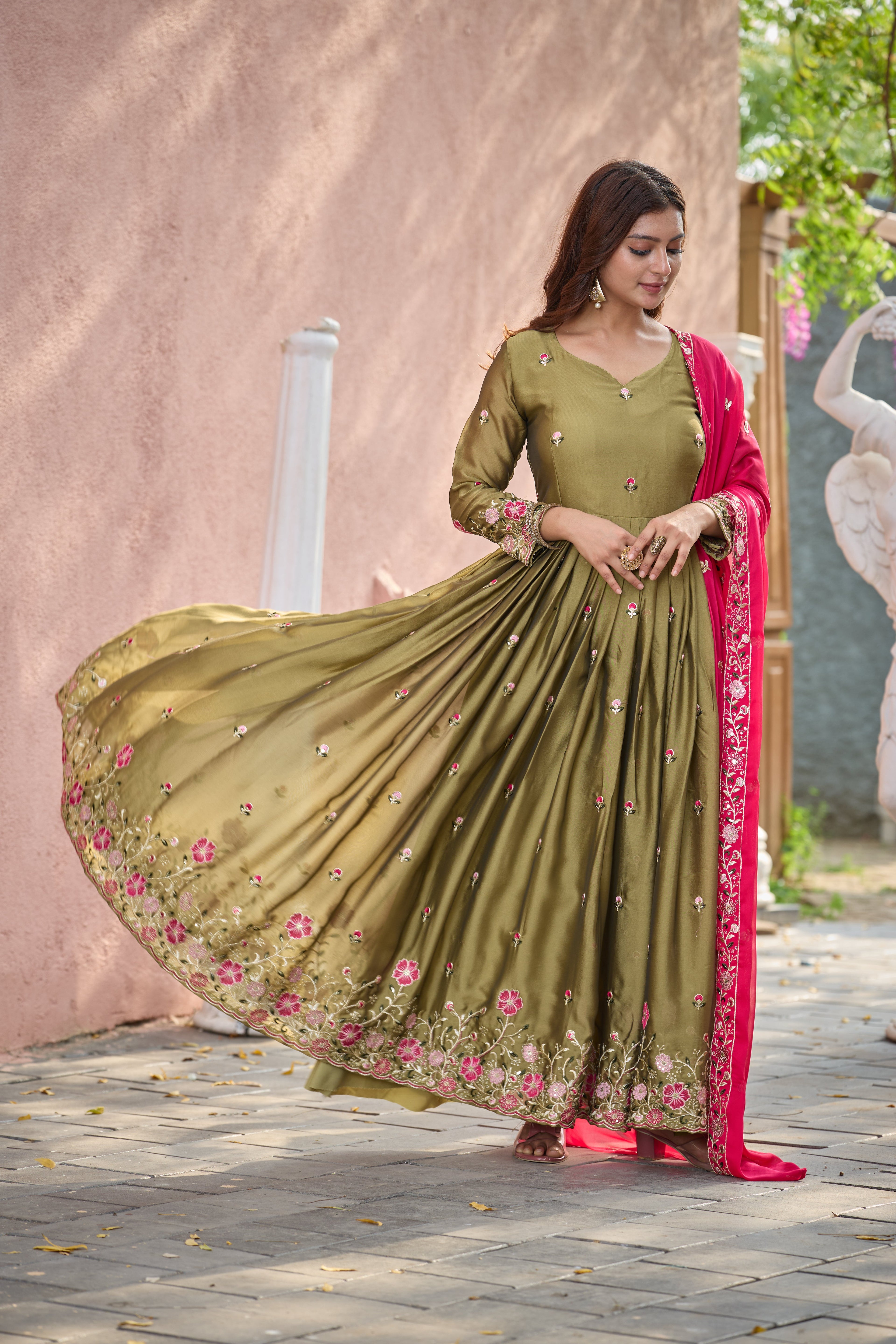 Party Wear Designer Gown-Pent And Beautiful Dupatta