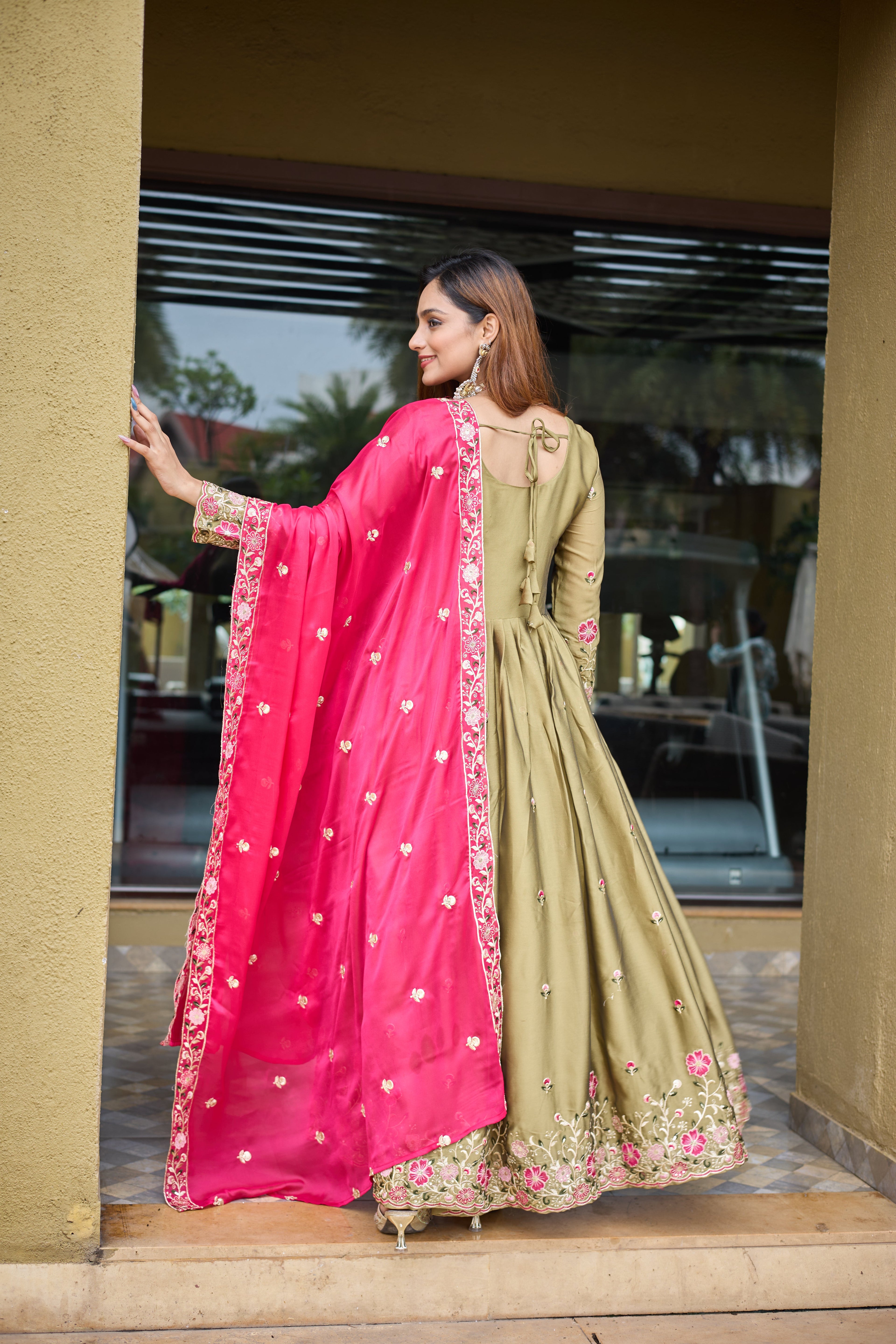 Party Wear Designer Gown-Pent And Beautiful Dupatta