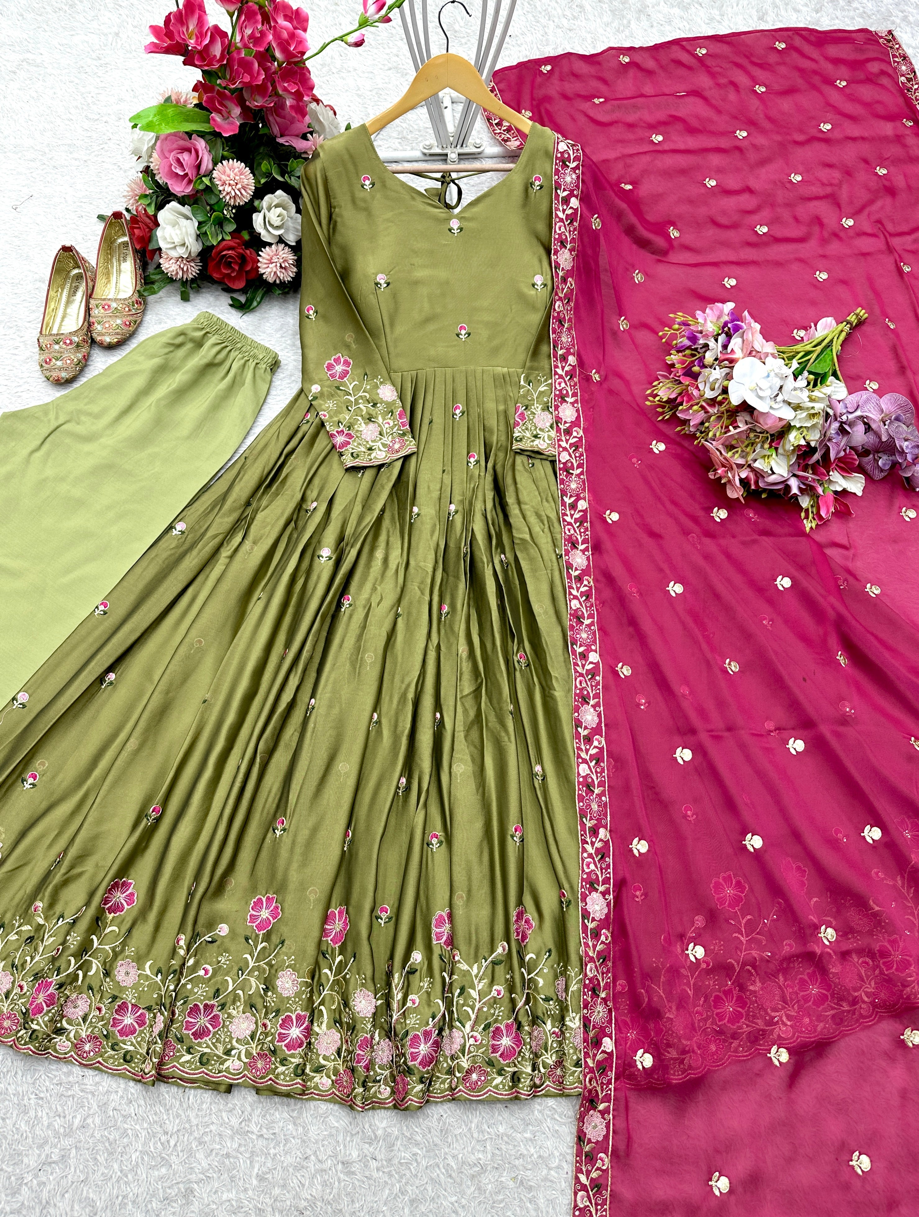 Party Wear Designer Gown-Pent And Beautiful Dupatta