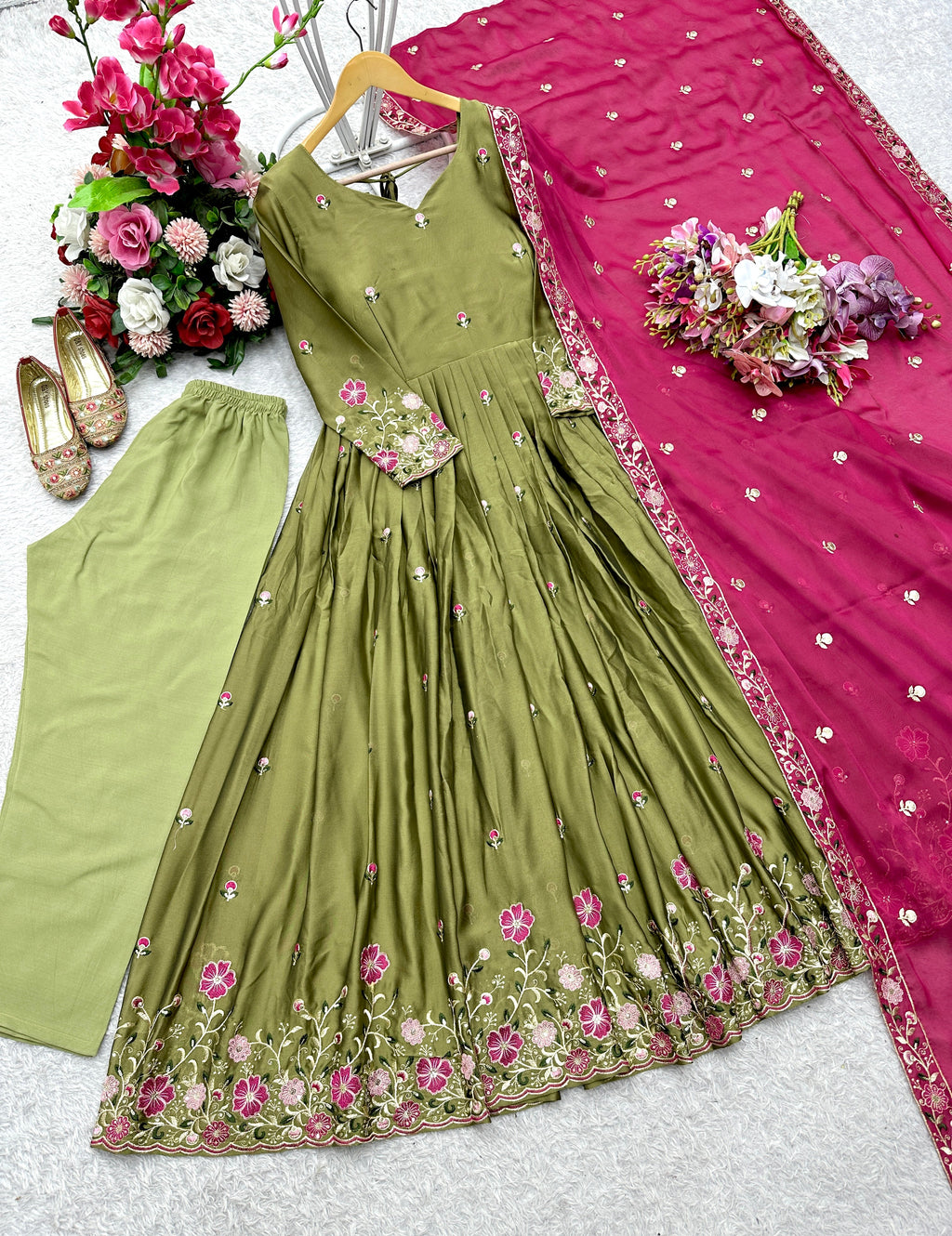 Party Wear Designer Gown-Pent And Beautiful Dupatta