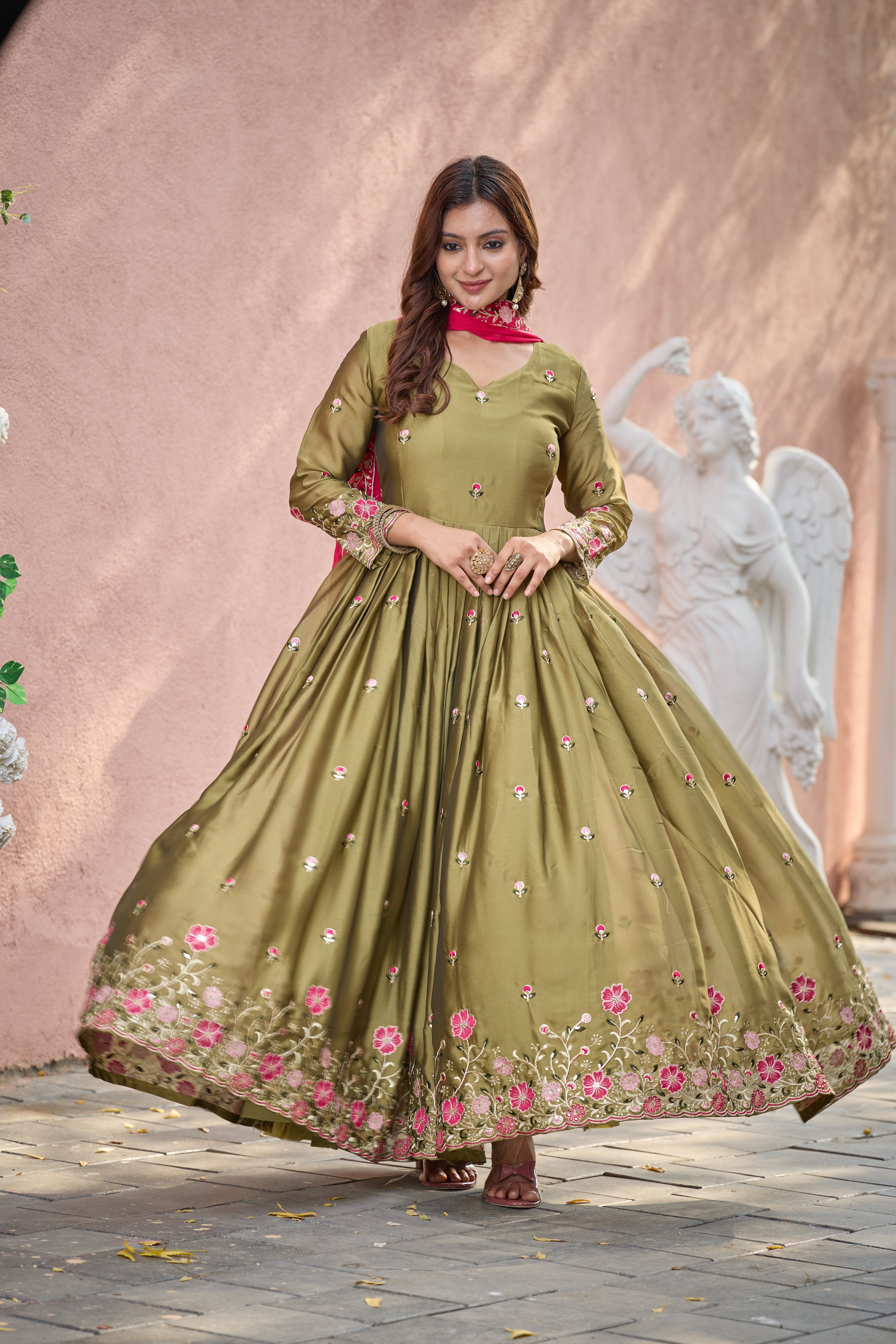 Party Wear Designer Gown-Pent And Beautiful Dupatta