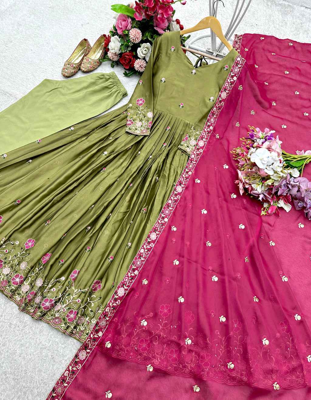 Party Wear Designer Gown-Pent And Beautiful Dupatta