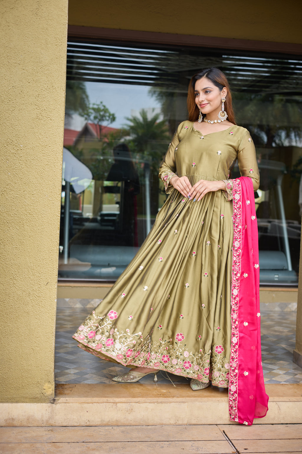 Party Wear Designer Gown-Pent And Beautiful Dupatta