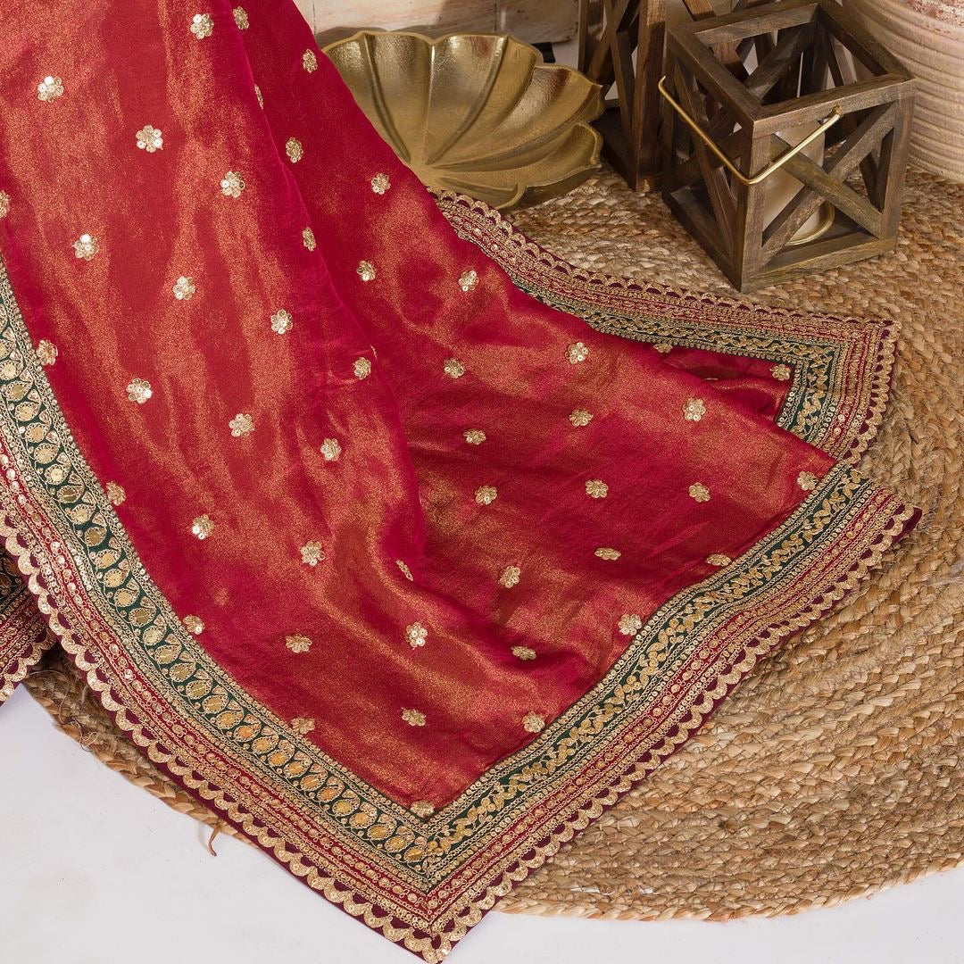 Party Wear Saree With Sequence Embroidery Work