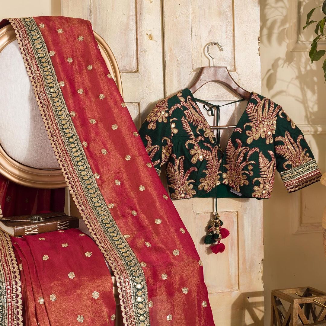 Party Wear Saree With Sequence Embroidery Work