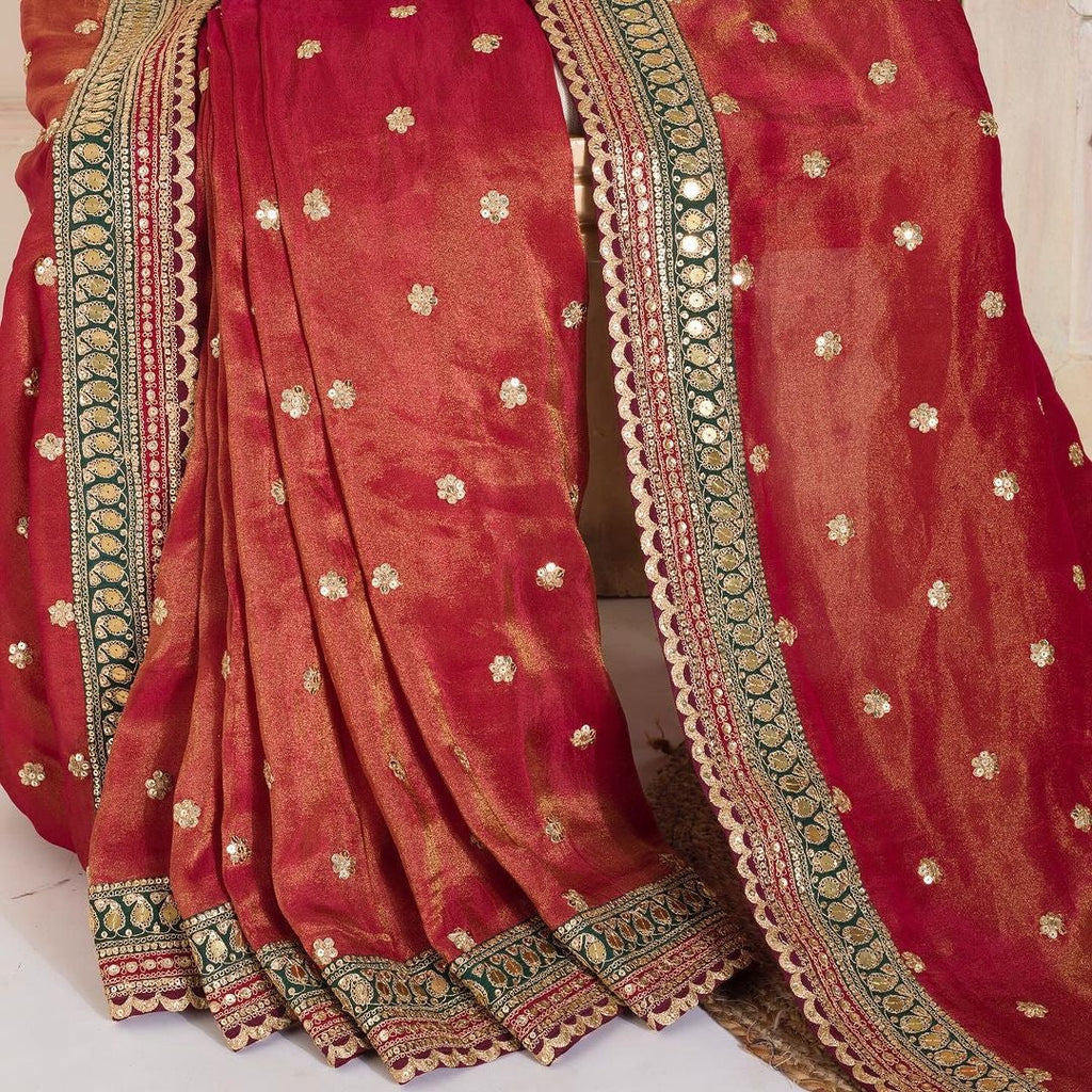 Party Wear Saree With Sequence Embroidery Work