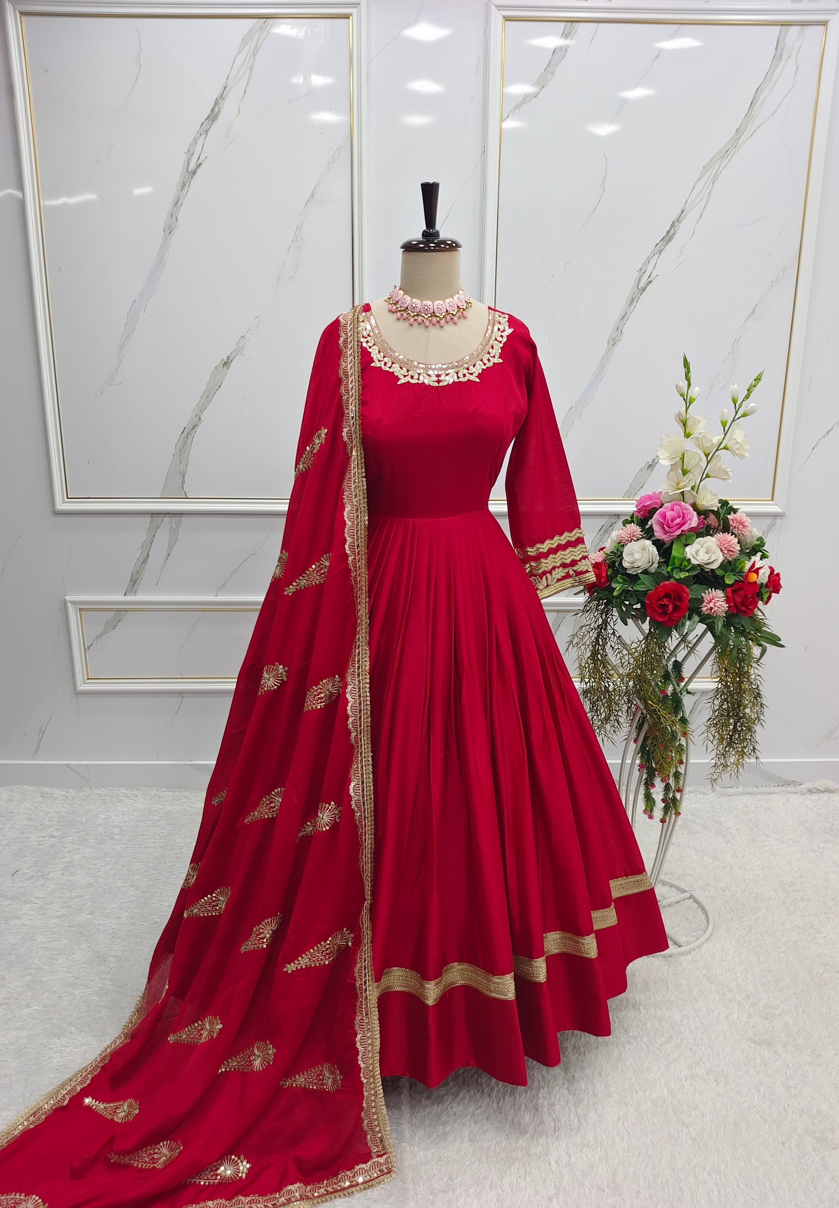 Party Wear Designer Gown -Pent And Fancy Dupatta