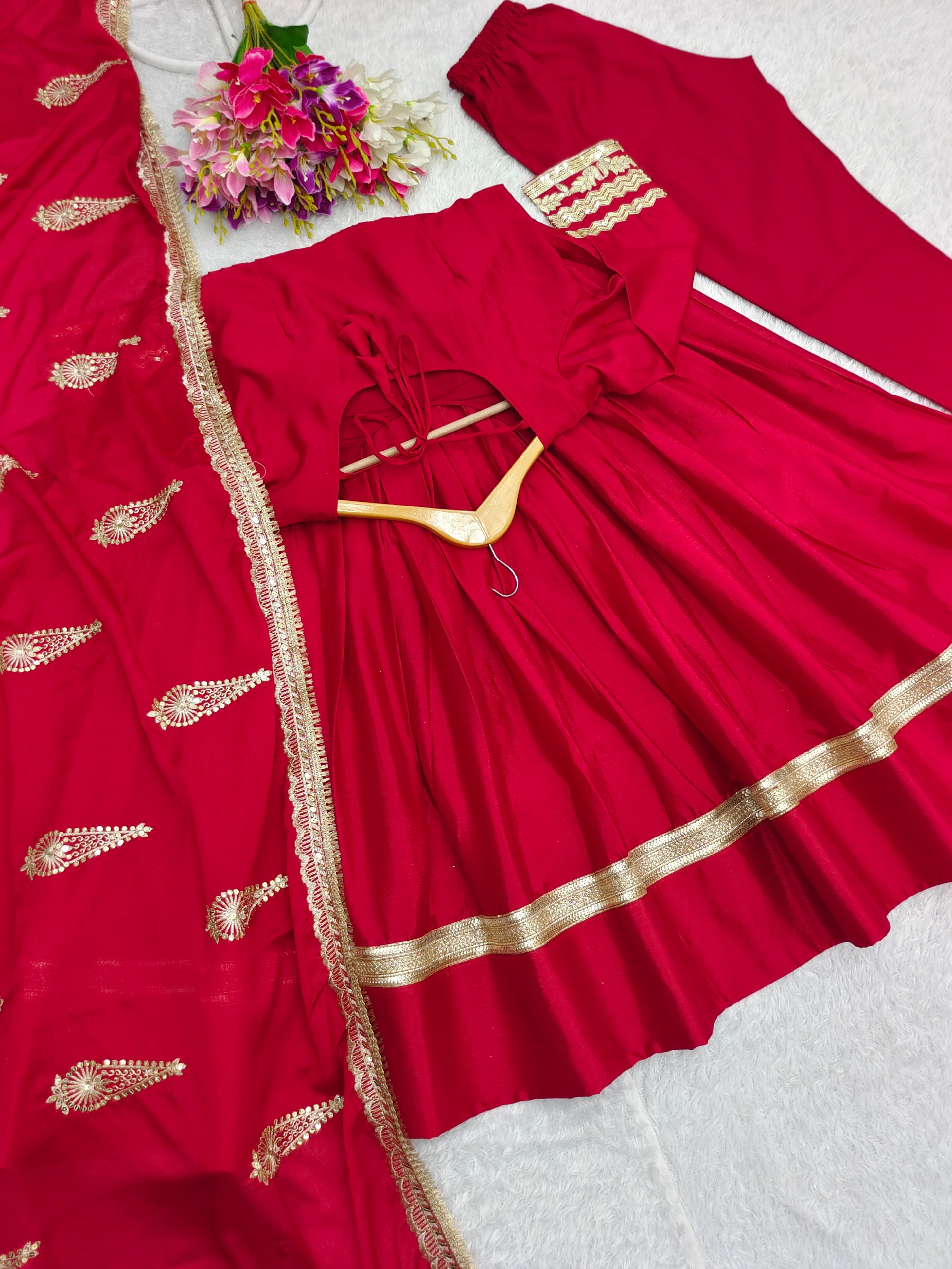Party Wear Designer Gown -Pent And Fancy Dupatta