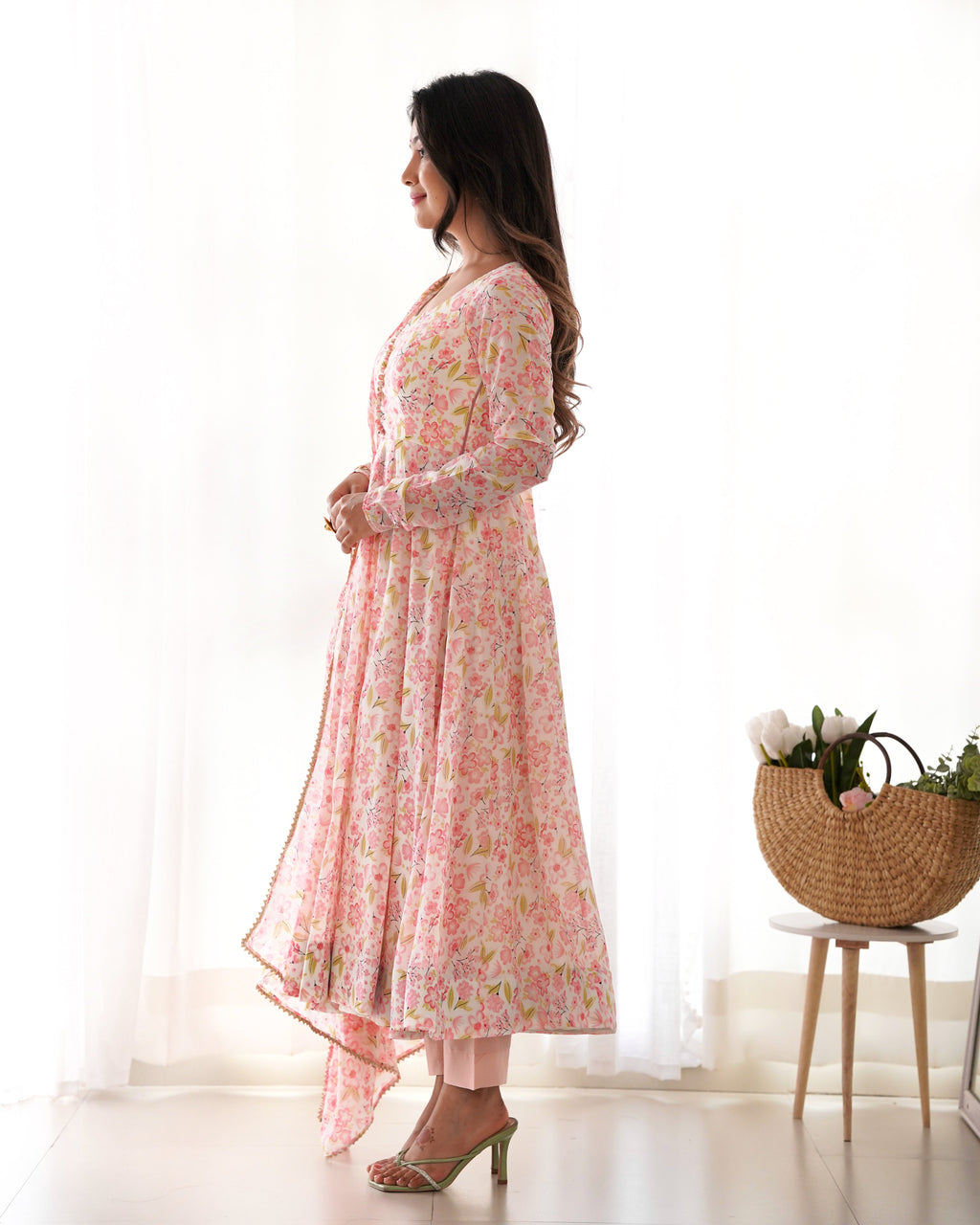 Party Wear Beautiful Anarkali Gown With Floral Print