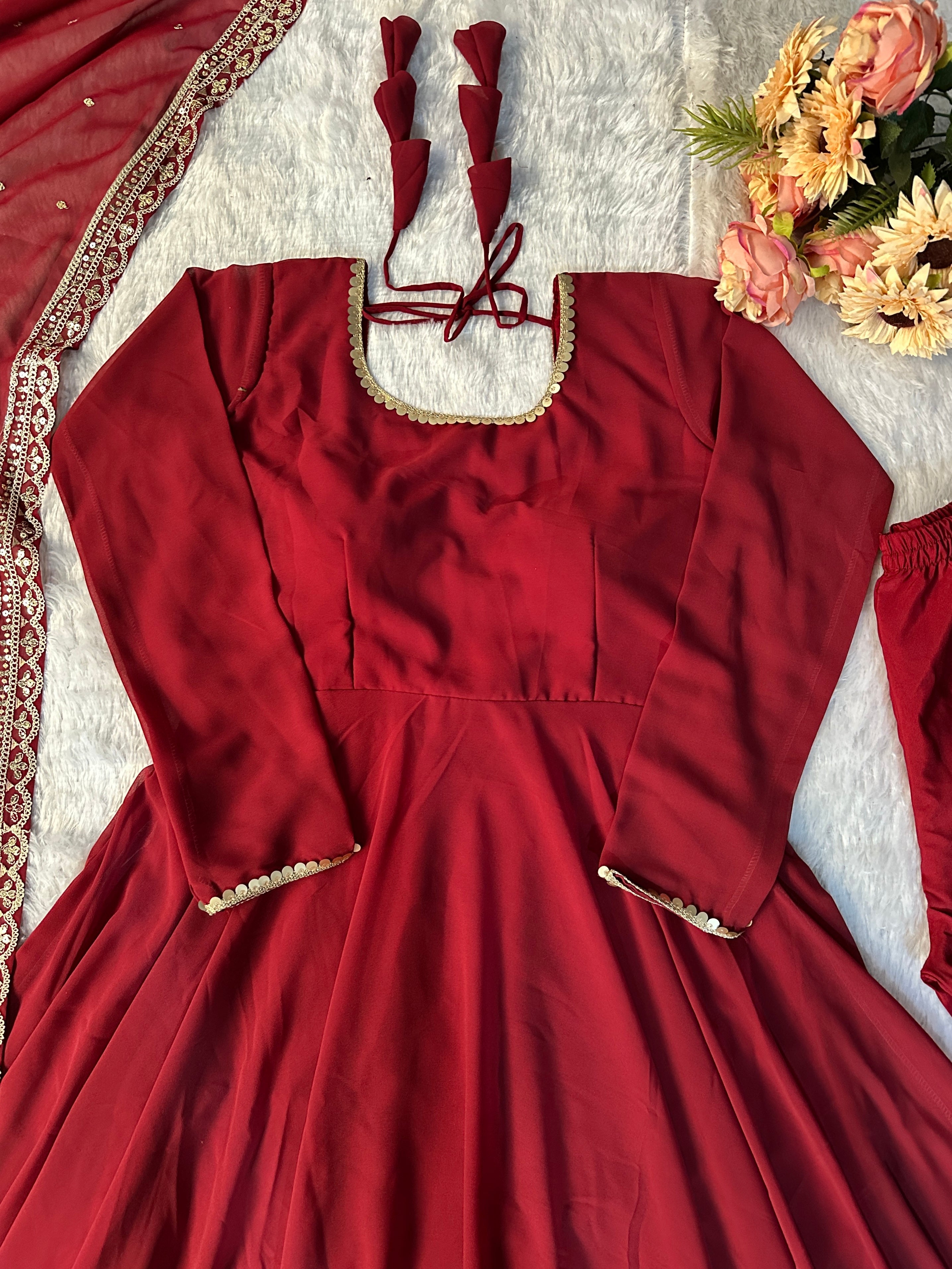 Beautiful Party Wear Look Gown With Pent And Dupatta