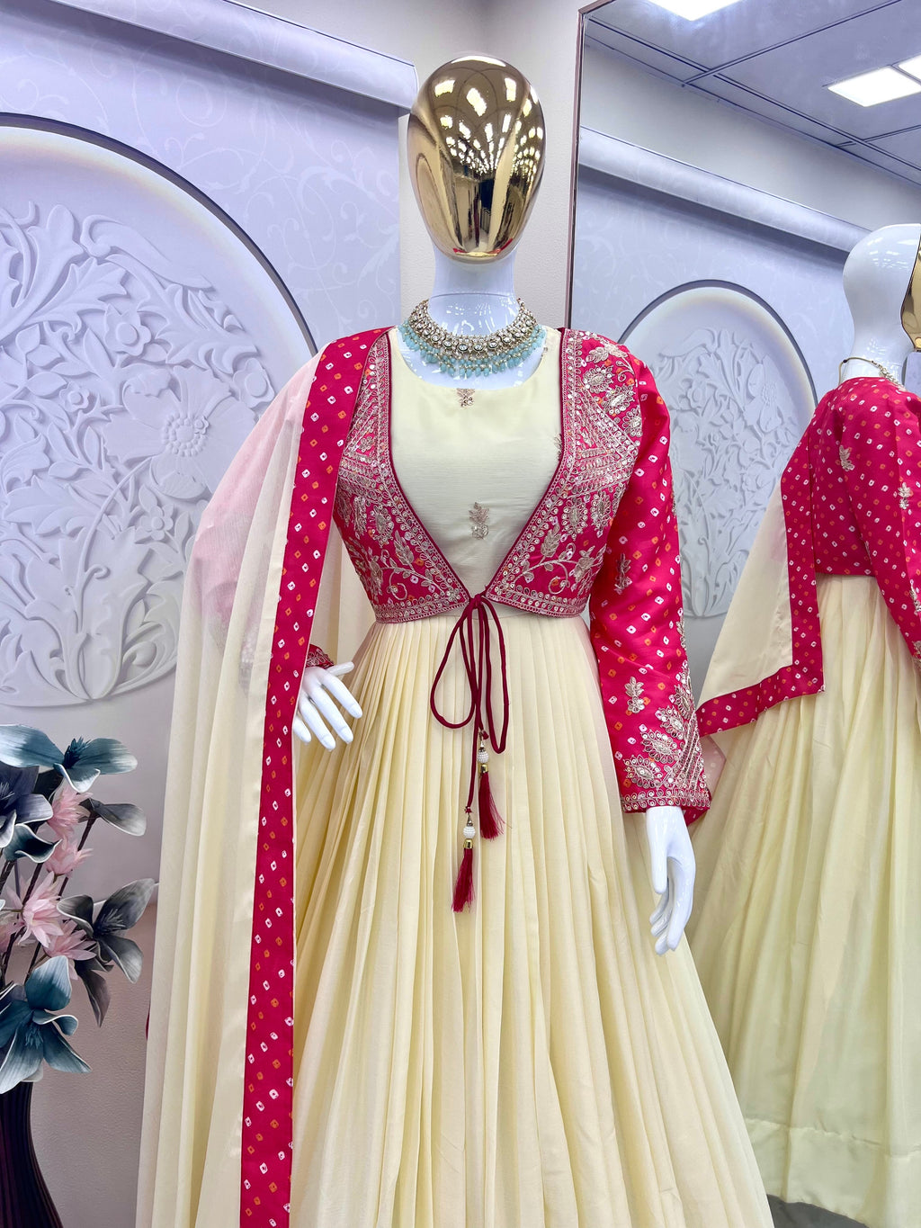 Fancy Gown With Embroidery Sequins & Codding Work